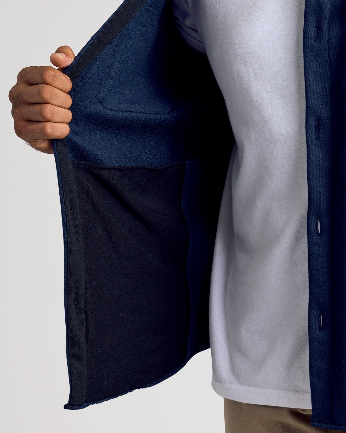 Navy Fleece Shirt Jacket