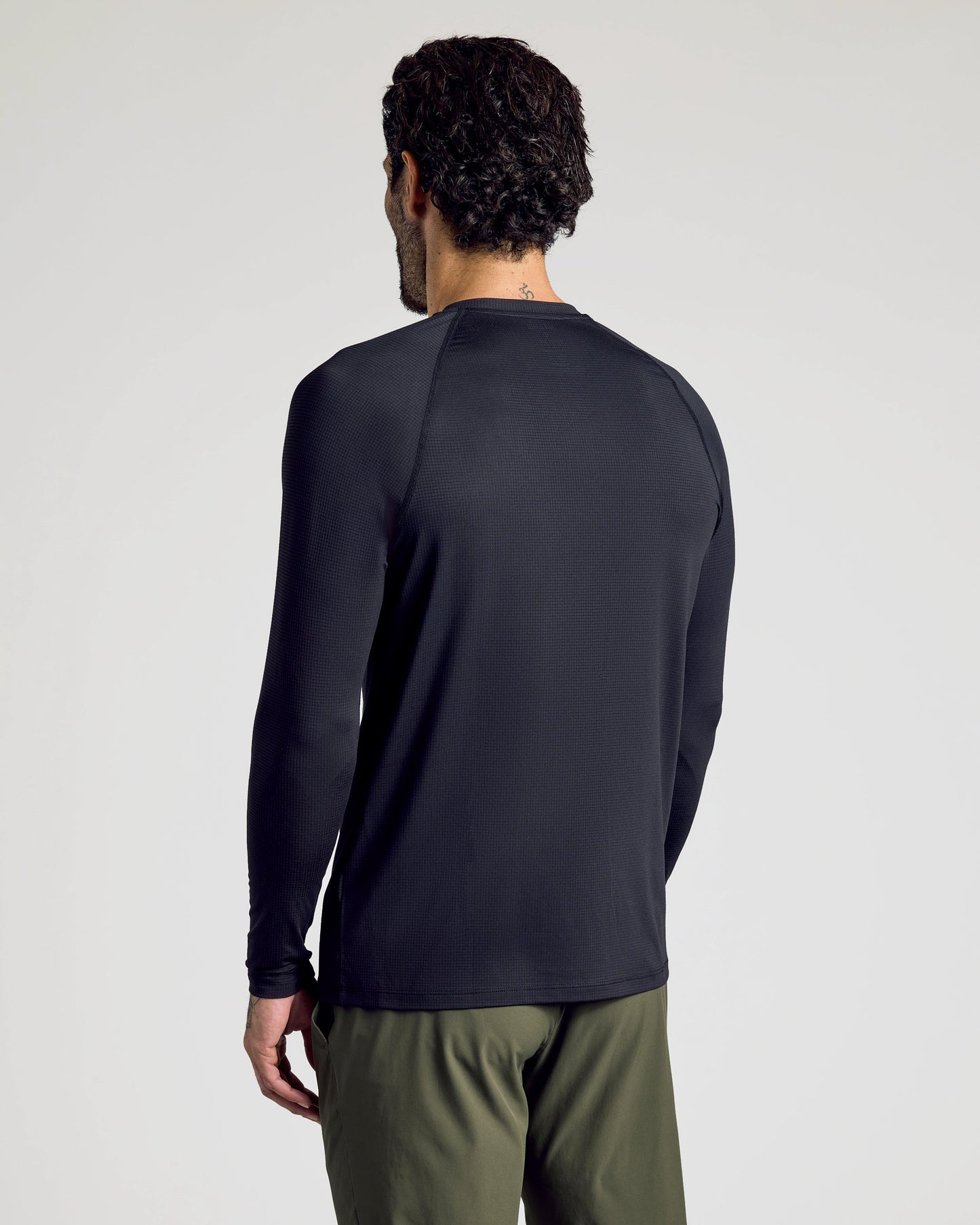Black Long Sleeve Active Mesh Crew