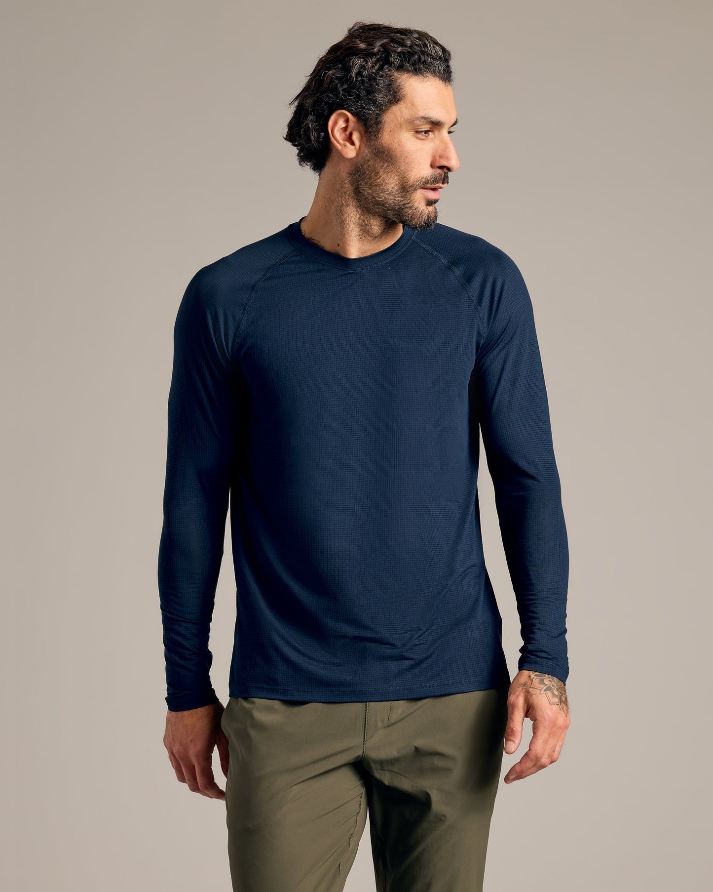 Black & Navy Long Sleeve Active Mesh Crew 2-Pack