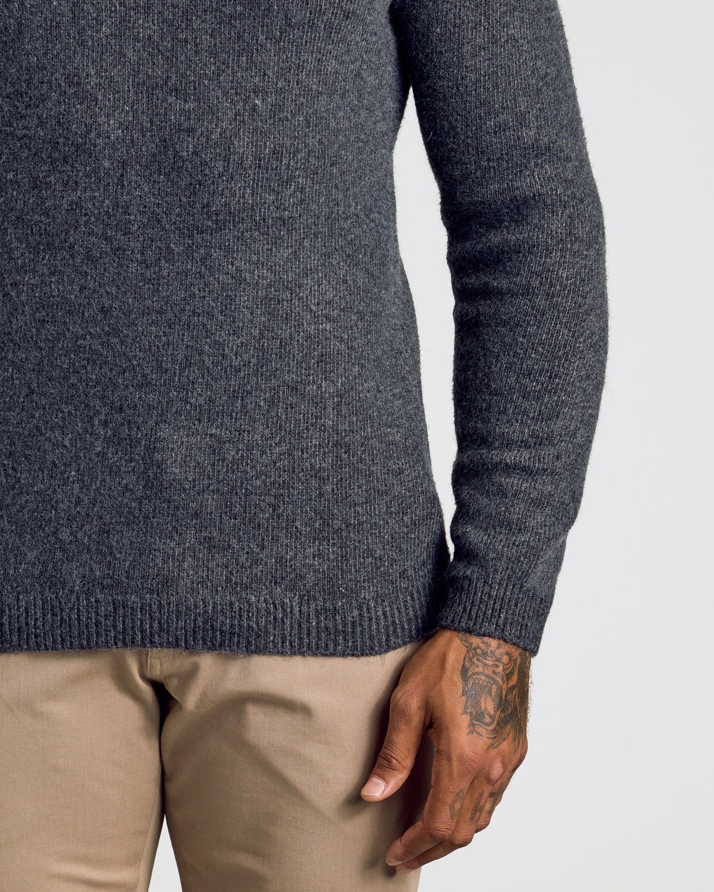 Charcoal Heather Gray Marled Crew Neck Sweater