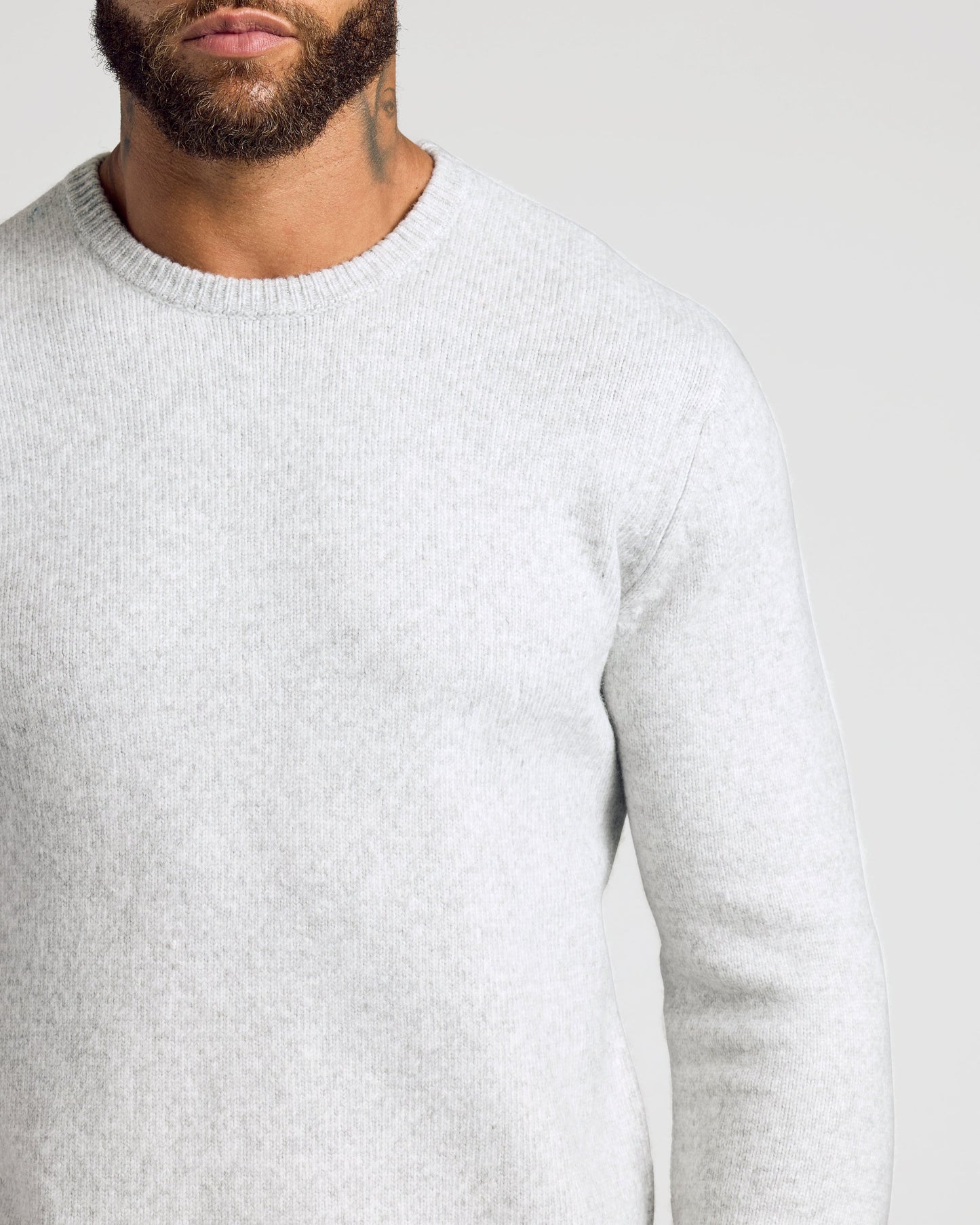 Light Heather Gray Marled Crew Neck Sweater