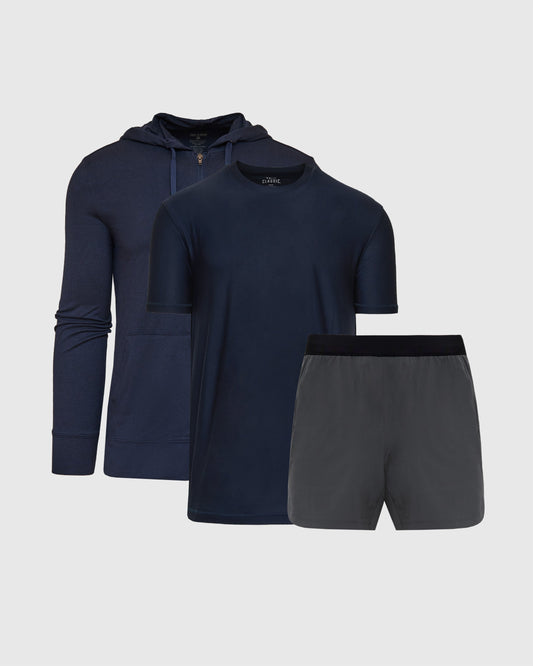 Navy Carbon Training Top and Bottom 3-Pack