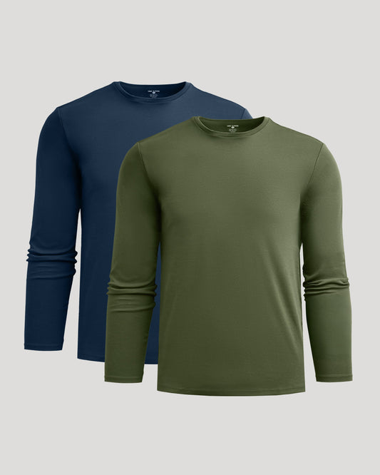 Navy & Grove Premium Pima Long Sleeve Crew 2-Pack