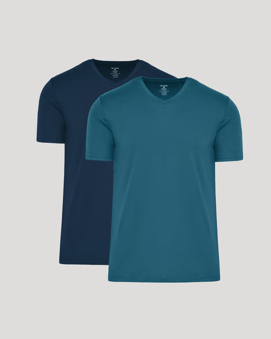 Navy & Lagoon Premium Pima V-Neck 2-Pack