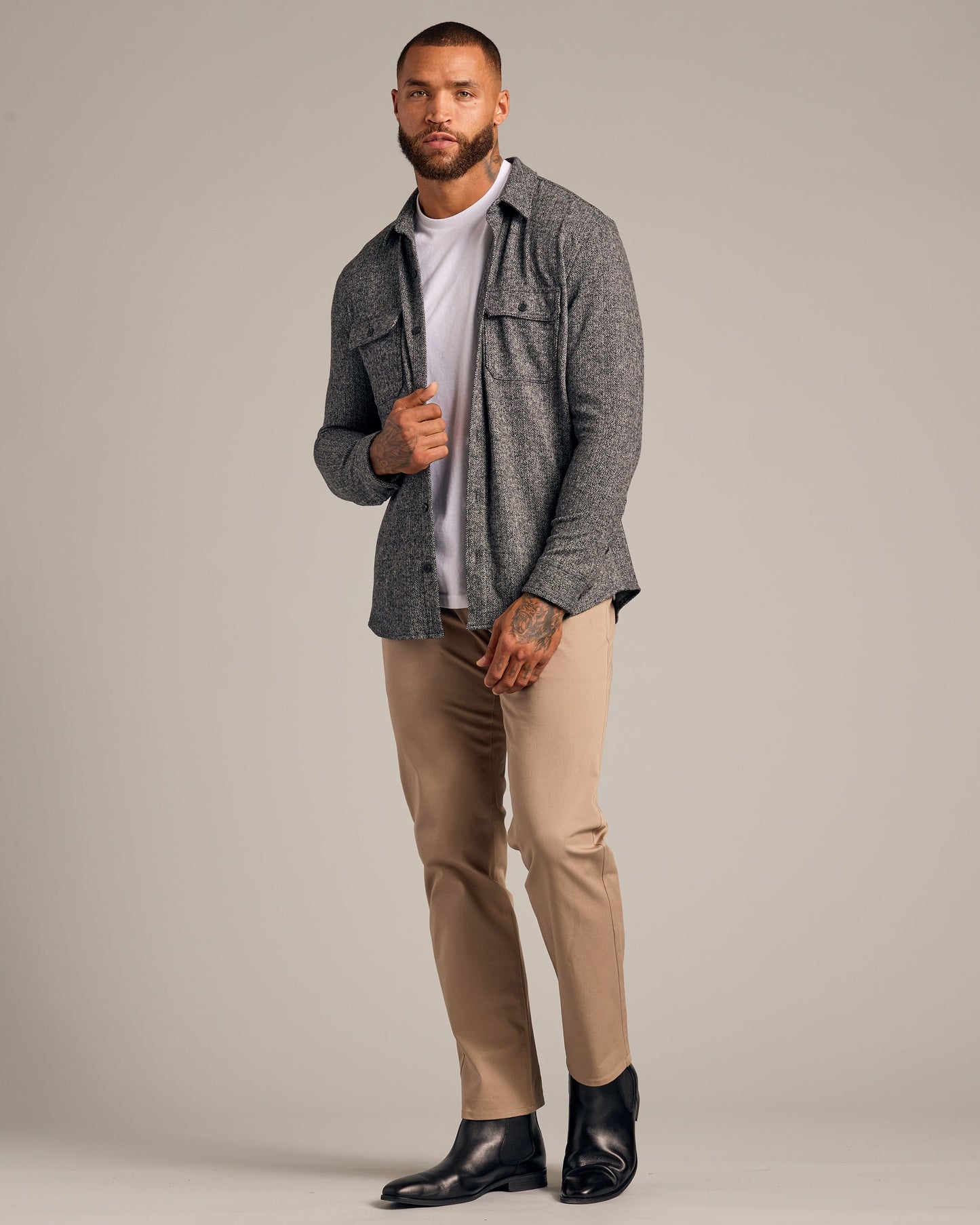 Heather Black Shirt Jacket