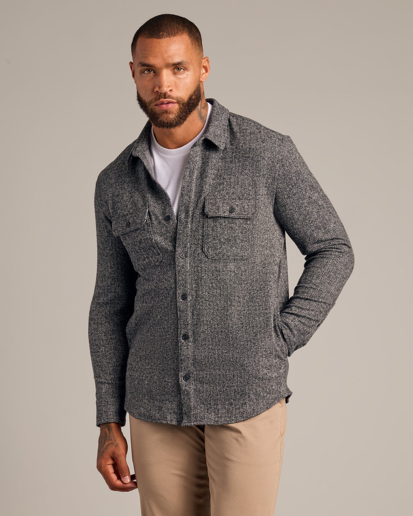 Heather Black Shirt Jacket