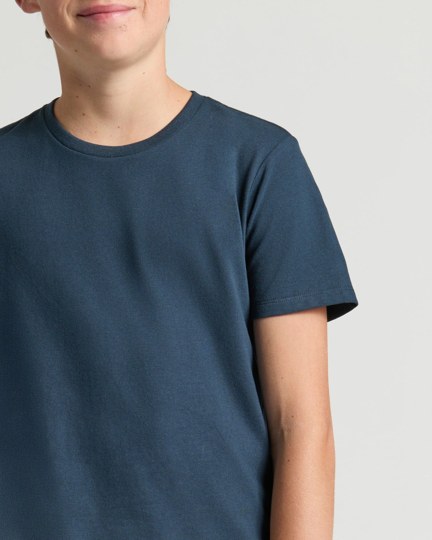 Boys' Navy Classic Curved Hem Crew Neck
