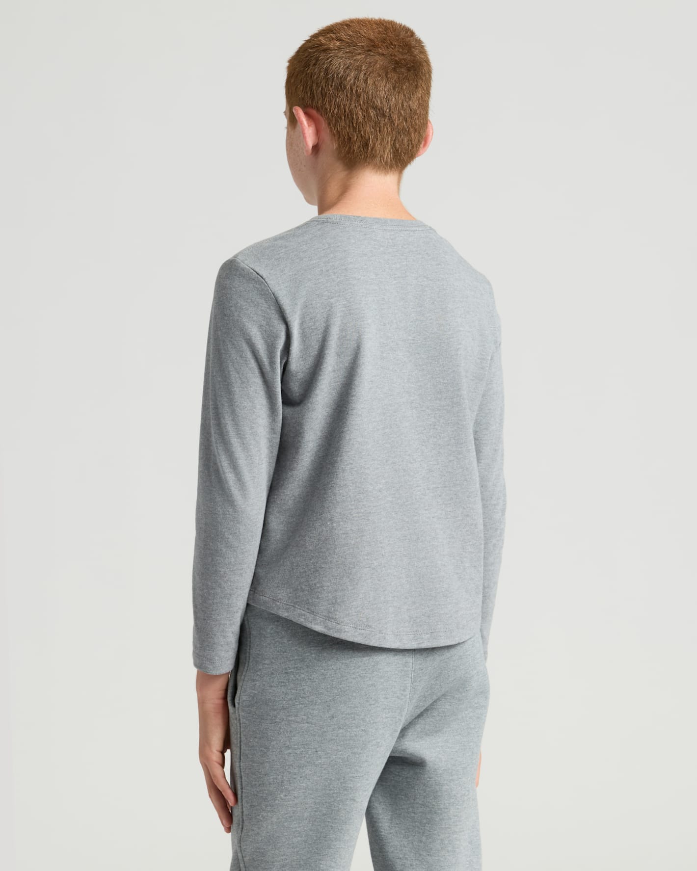 Boys' Heather Gray Classic Long Sleeve Crew Neck