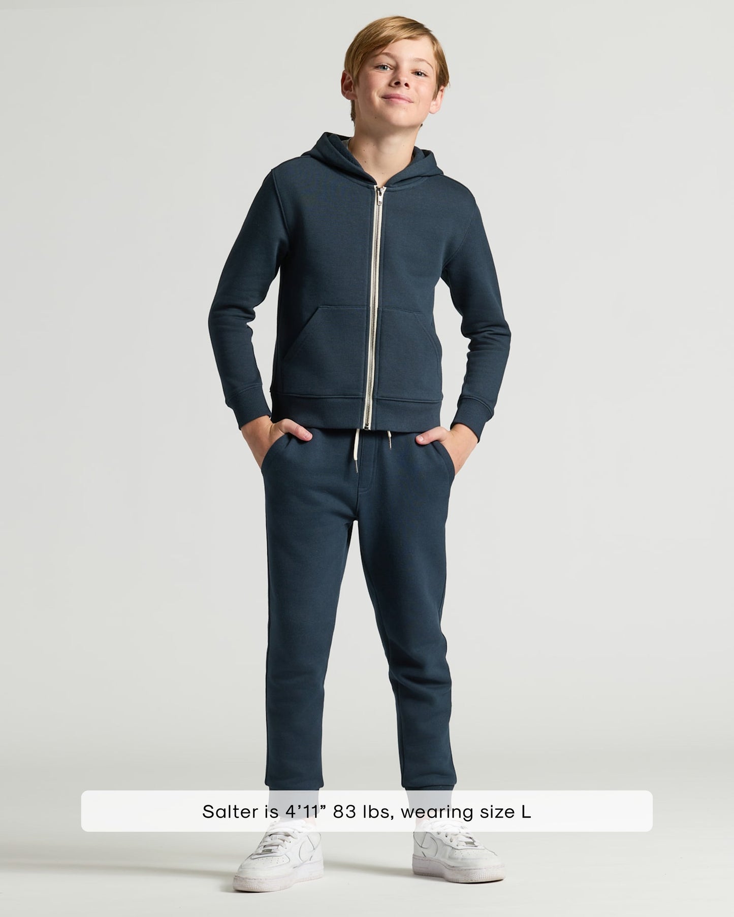 Boys' Navy Fleece Full Zip Hoodie