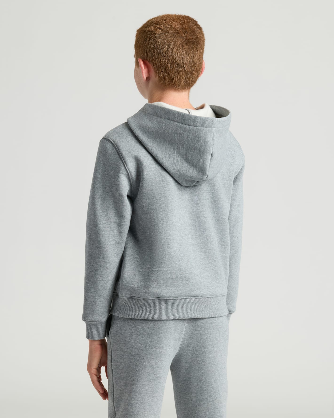 Boys' Medium Heather Gray Fleece Full Zip Hoodie