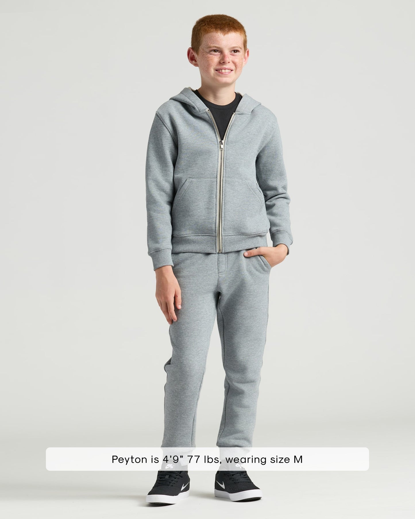 Boys' Medium Heather Gray Fleece Full Zip Hoodie