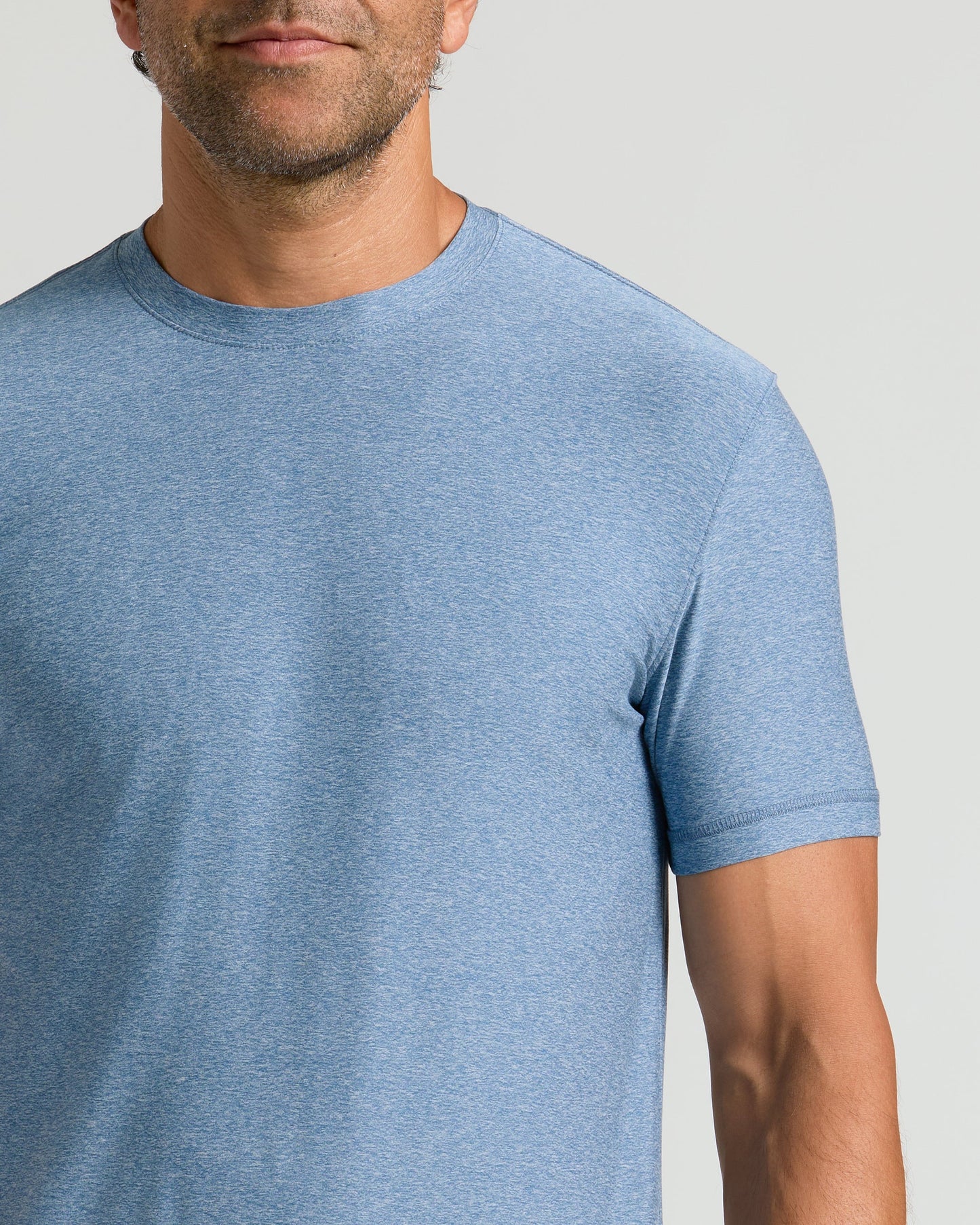 Heather Azul Active Crew Neck Tee