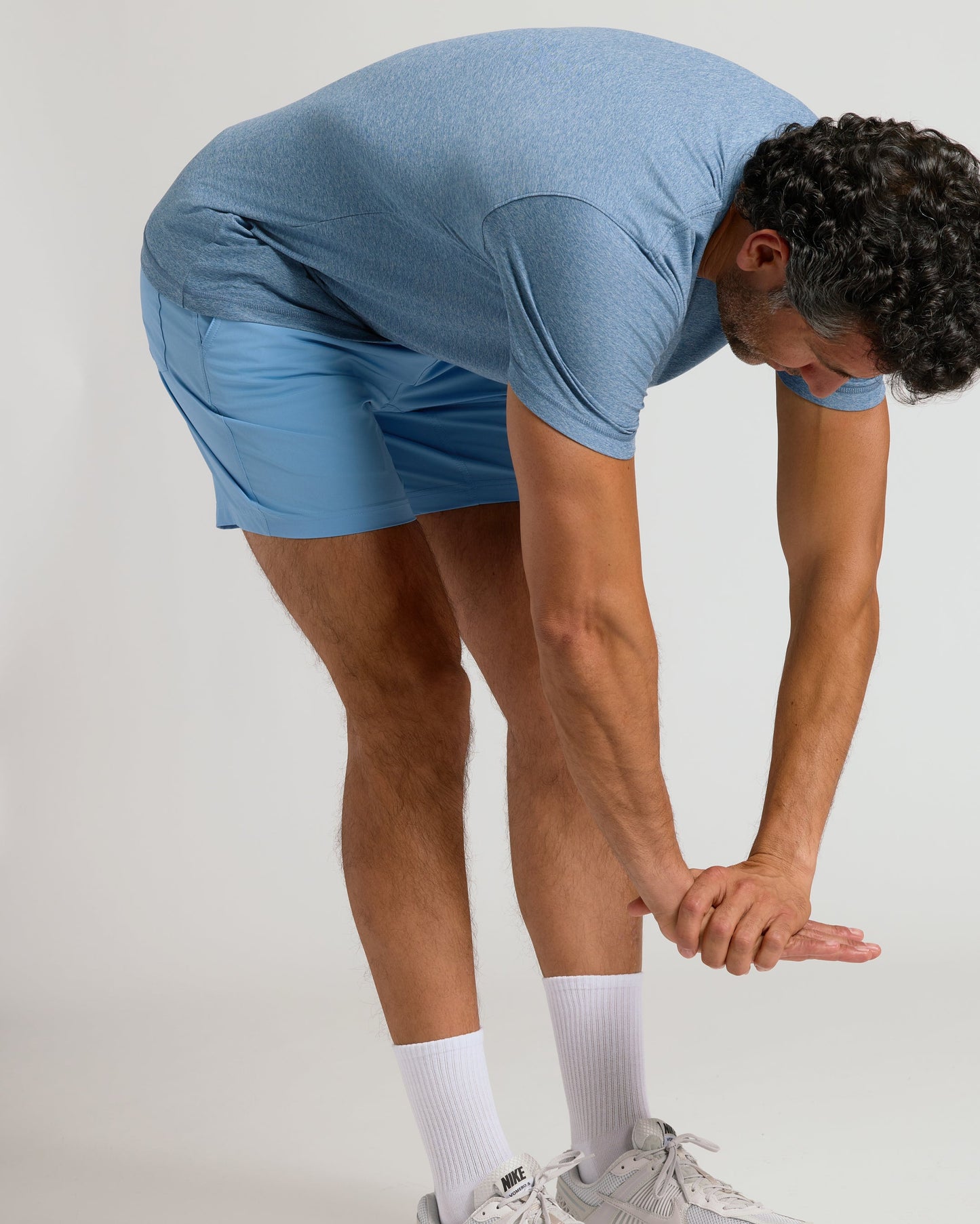 Heather Azul Active Crew Neck Tee