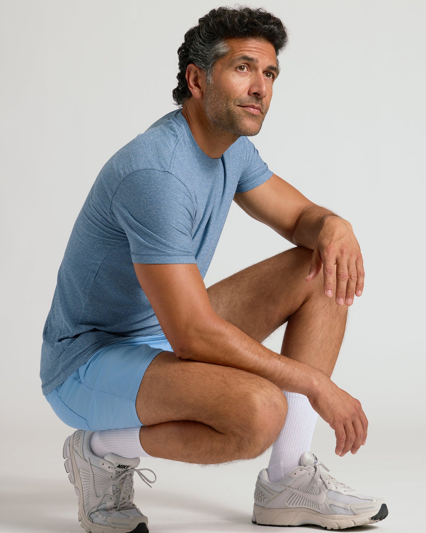 Heather Azul Active Crew Neck Tee