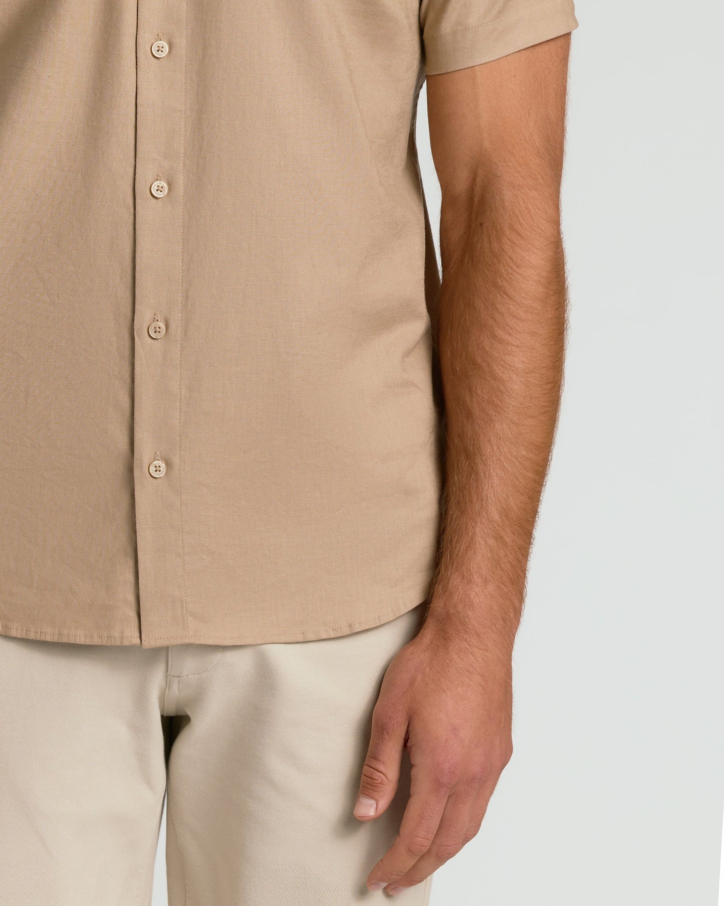 Dusty Taupe Short Sleeve Linen Shirt