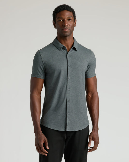 Charcoal Heather Gray Short Sleeve Comfort Knit Shirt