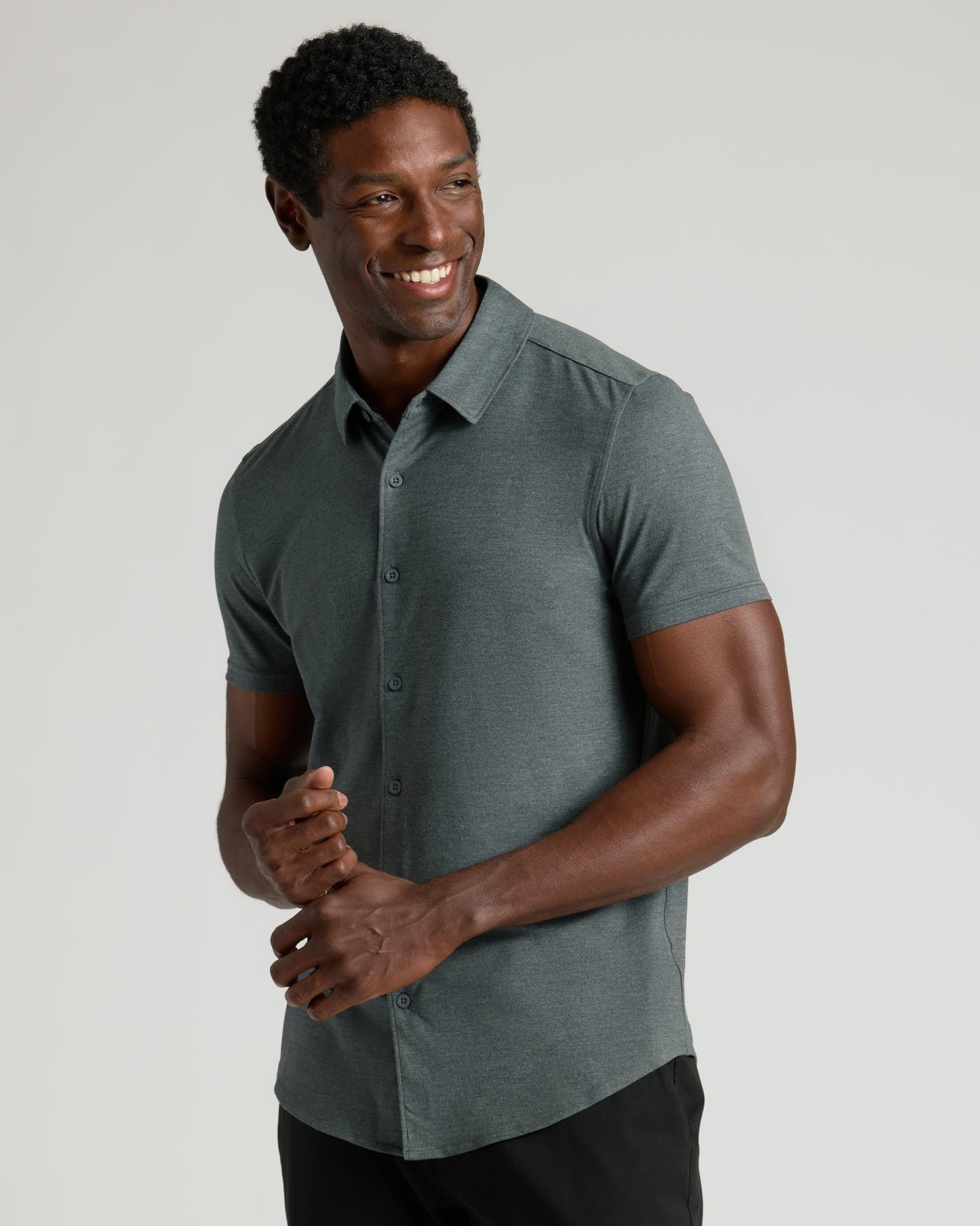 Charcoal Heather Gray Short Sleeve Comfort Knit Shirt