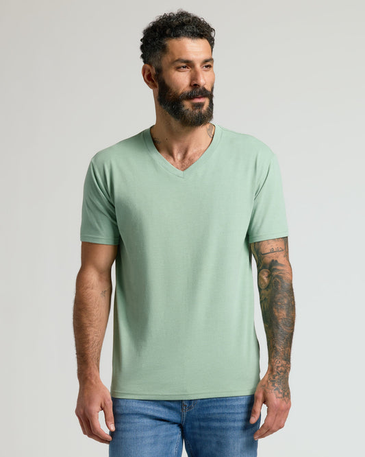 Heather Slate Green Classic V-Neck