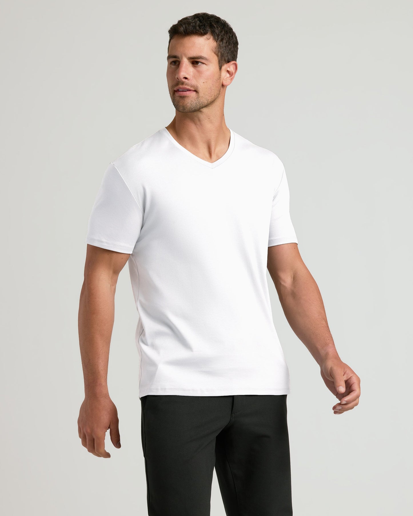 White Premium Pima V-Neck