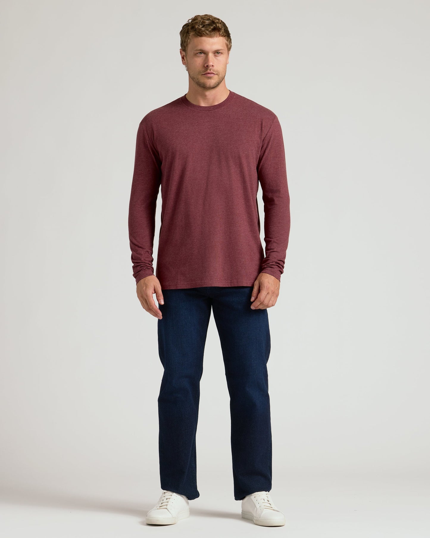 Dark Heather Clovewood Classic Long Sleeve Crew Neck