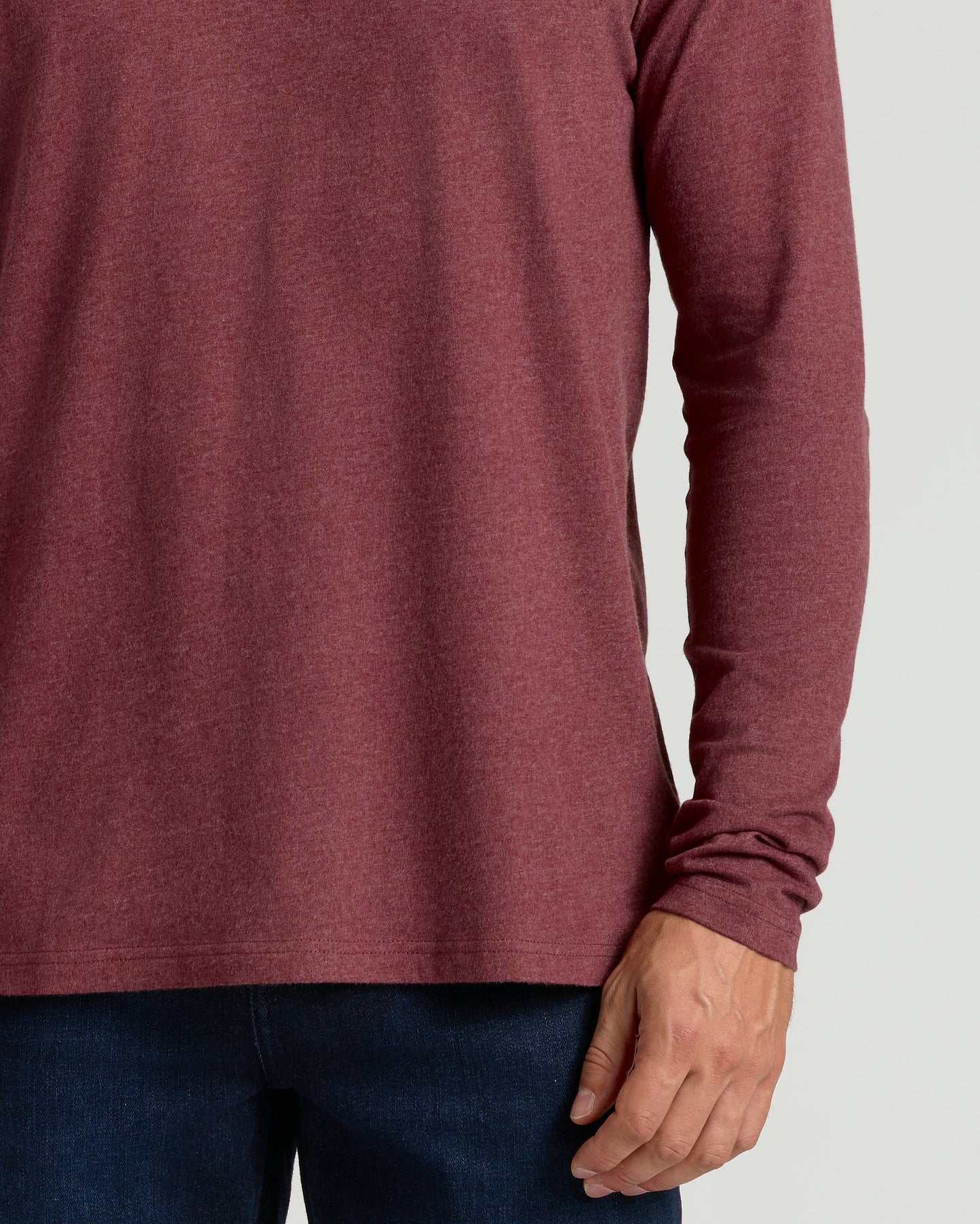 Dark Heather Clovewood Classic Long Sleeve Crew Neck