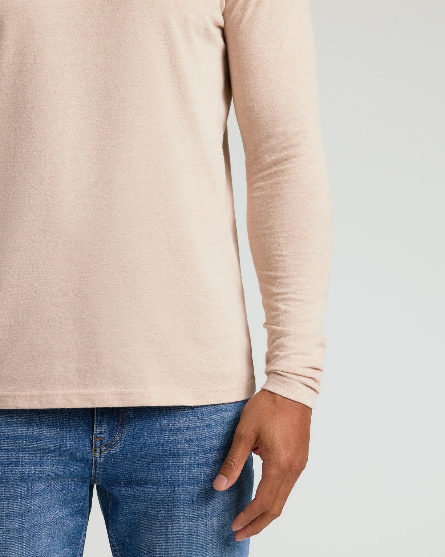Heather Camel Classic Long Sleeve Crew Neck