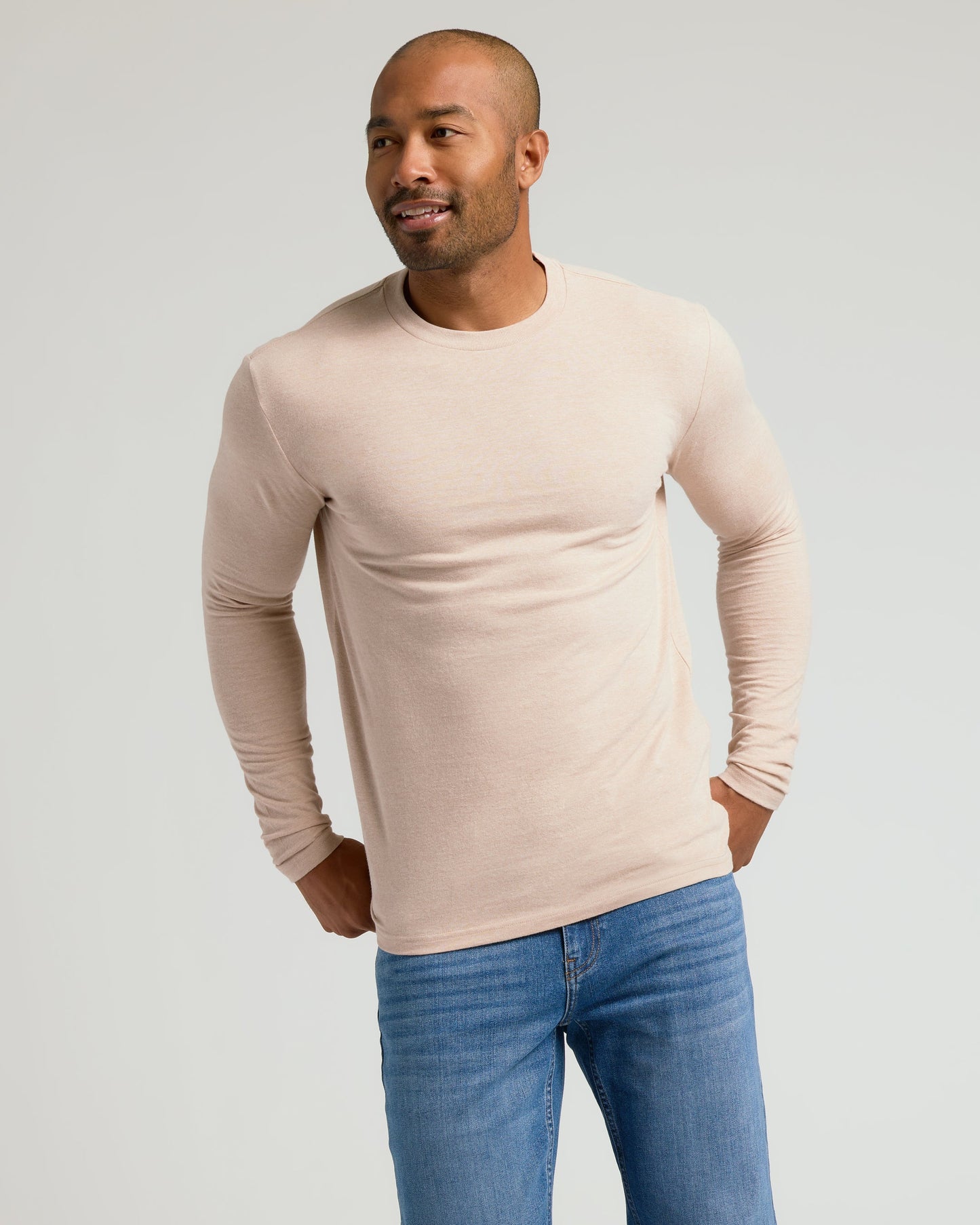 Heather Camel Classic Long Sleeve Crew Neck