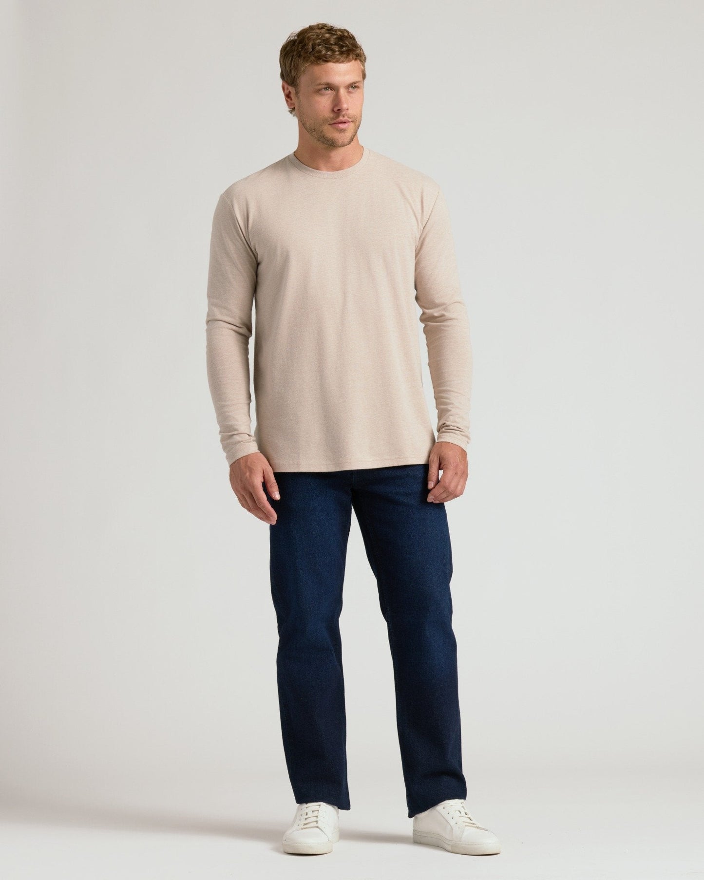 Heather Truffle Classic Long Sleeve Crew Neck
