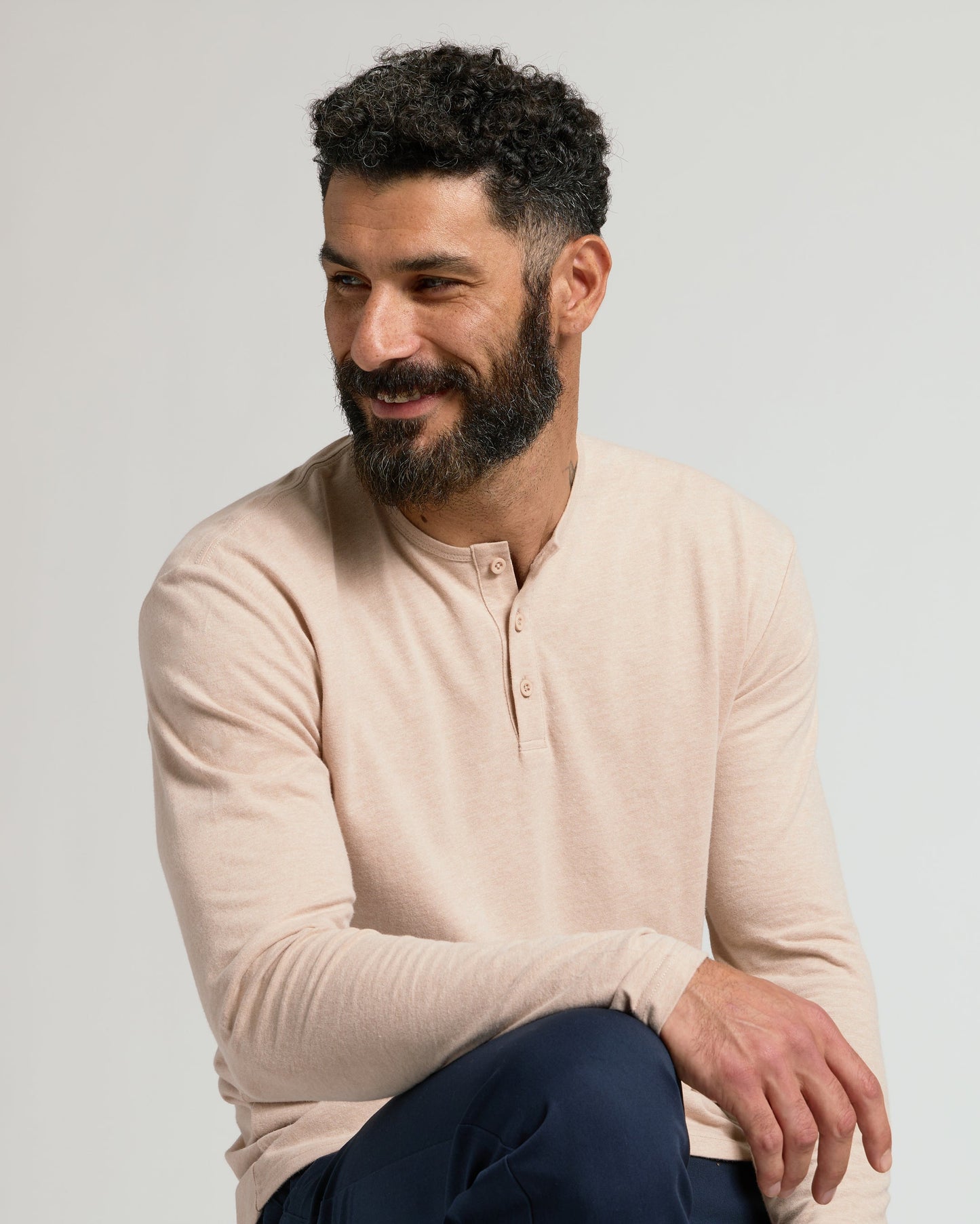 Heather Camel Classic Long Sleeve Henley