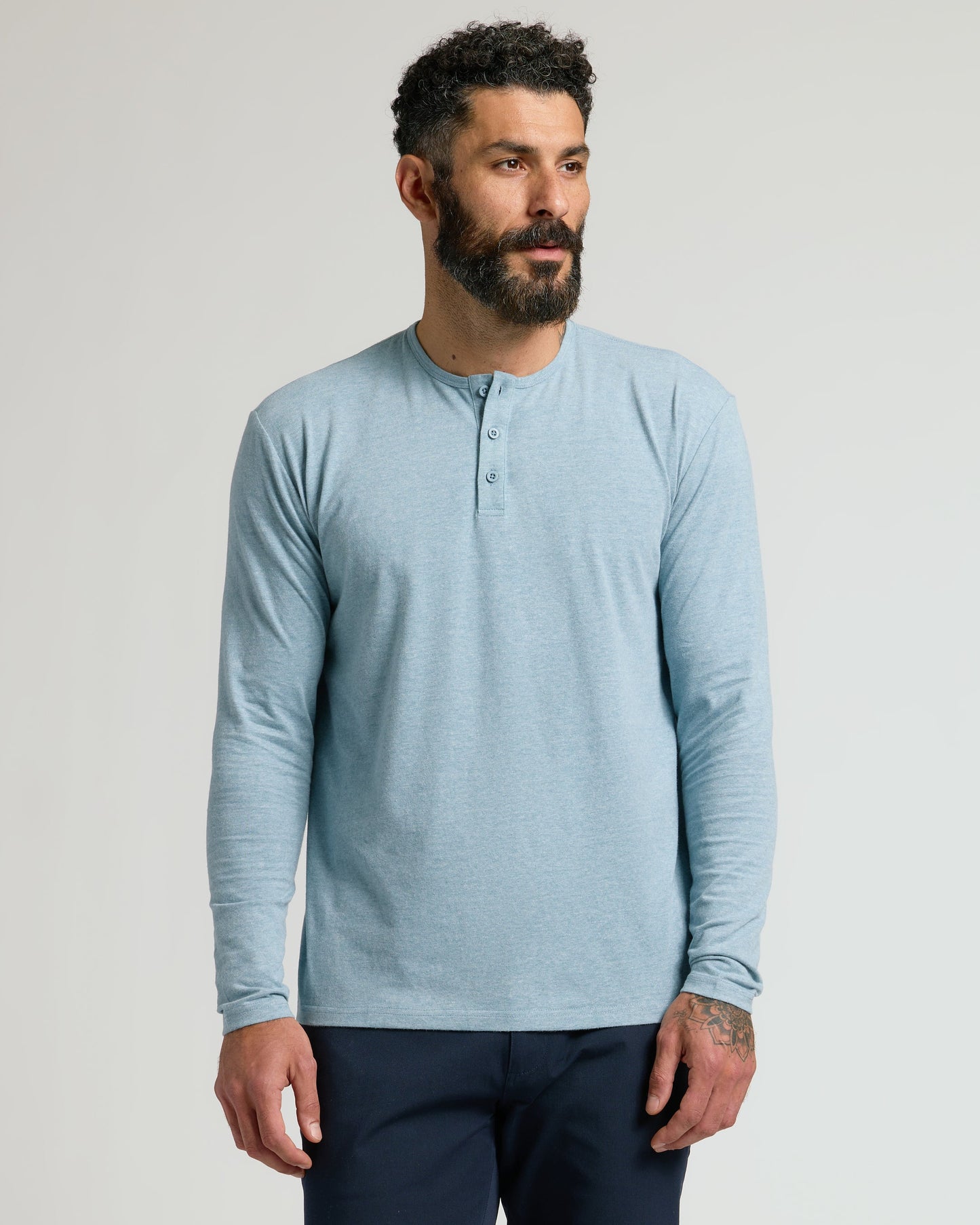 Heather Sapphire Classic Long Sleeve Henley