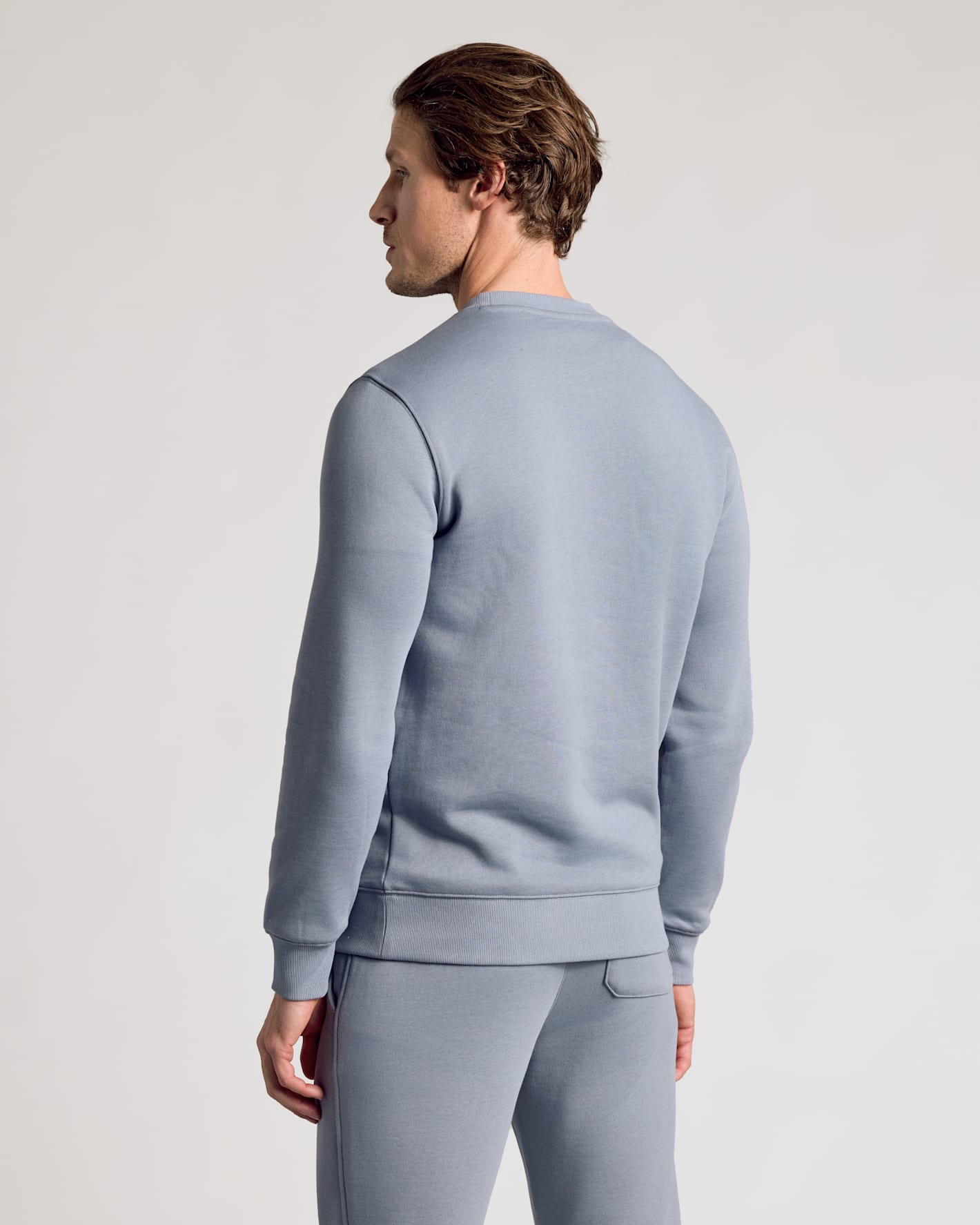 Dusty Blue Fleece French Terry Pullover Crew Neck