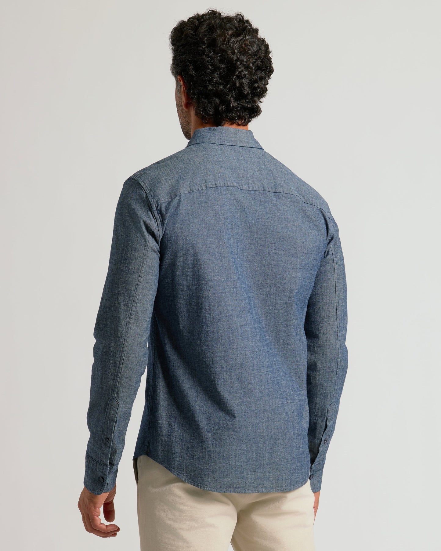 Medium Indigo Wash Long Sleeve Chambray Shirt