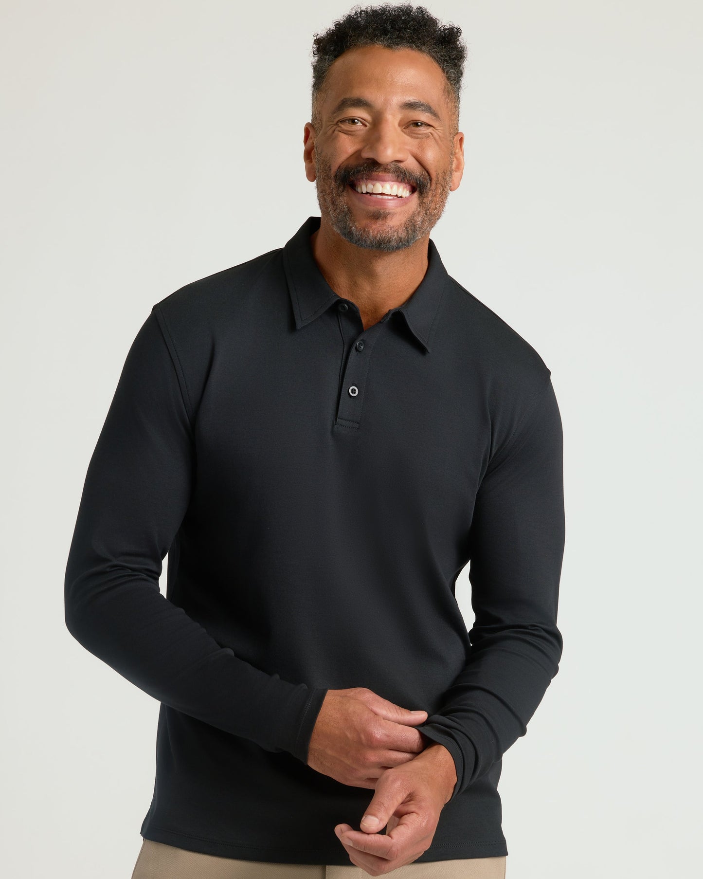 Black Long Sleeve Premium Pima Polo