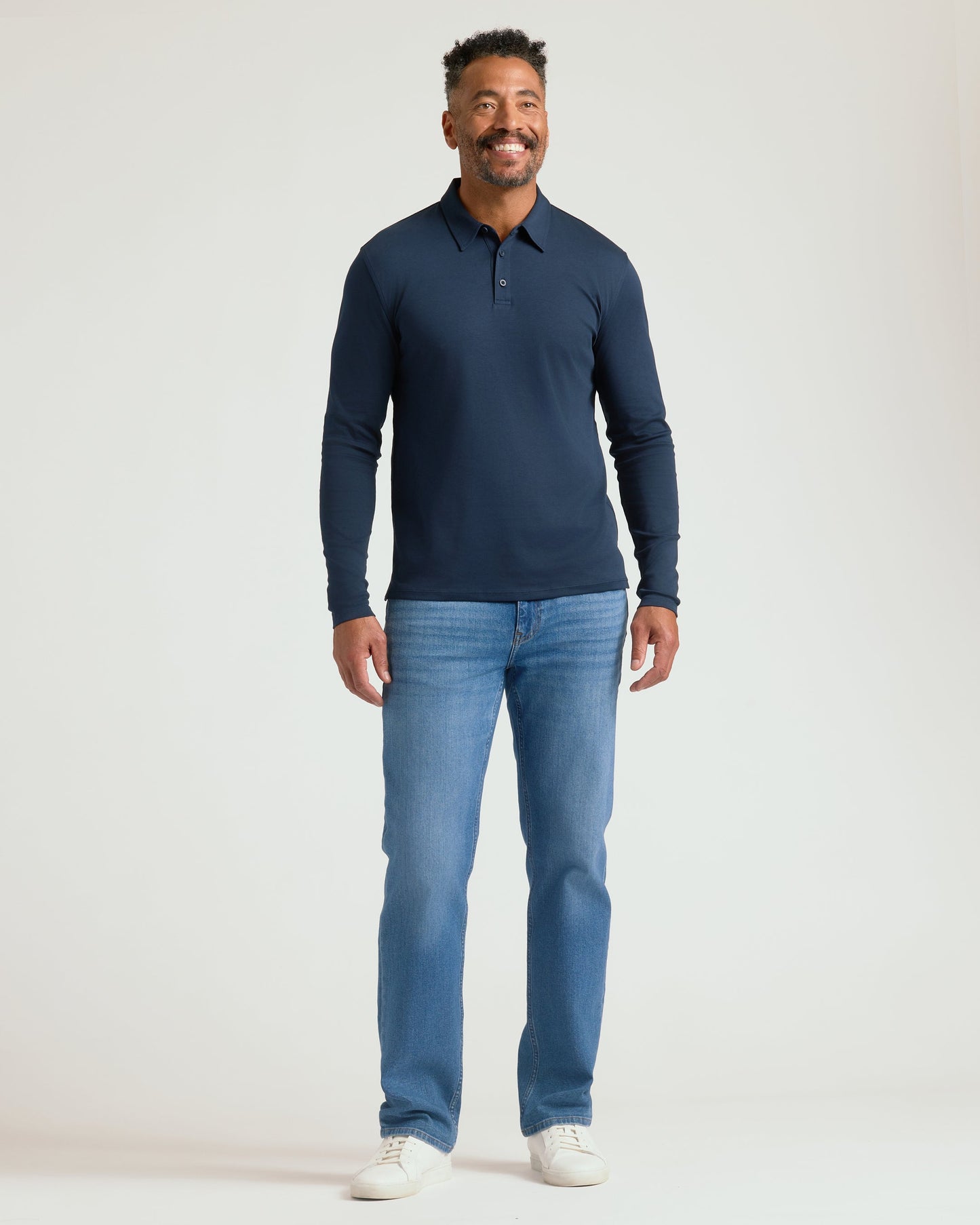 All Navy Long Sleeve Premium Pima Polo 3-Pack