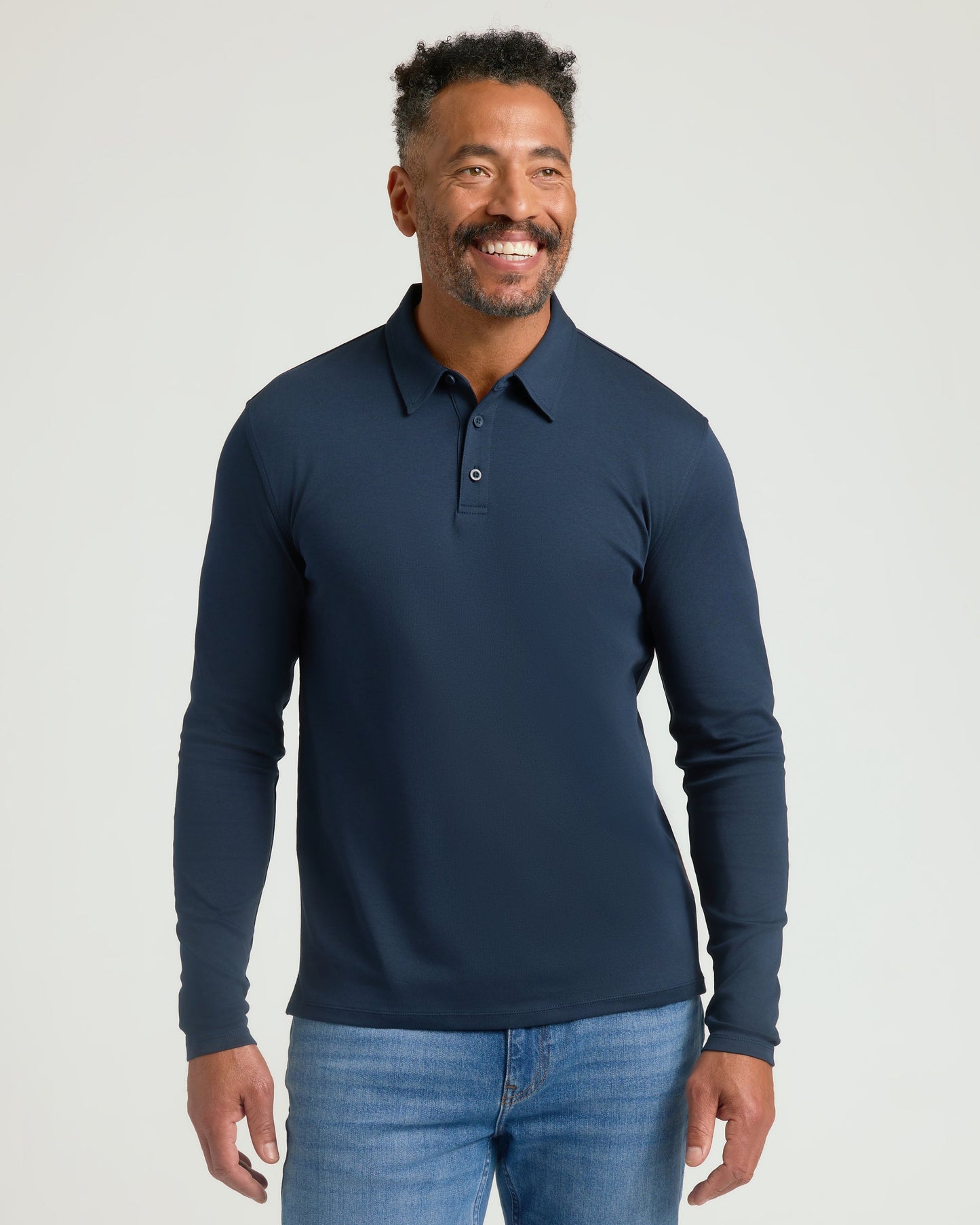 All Navy Long Sleeve Premium Pima Polo 3-Pack