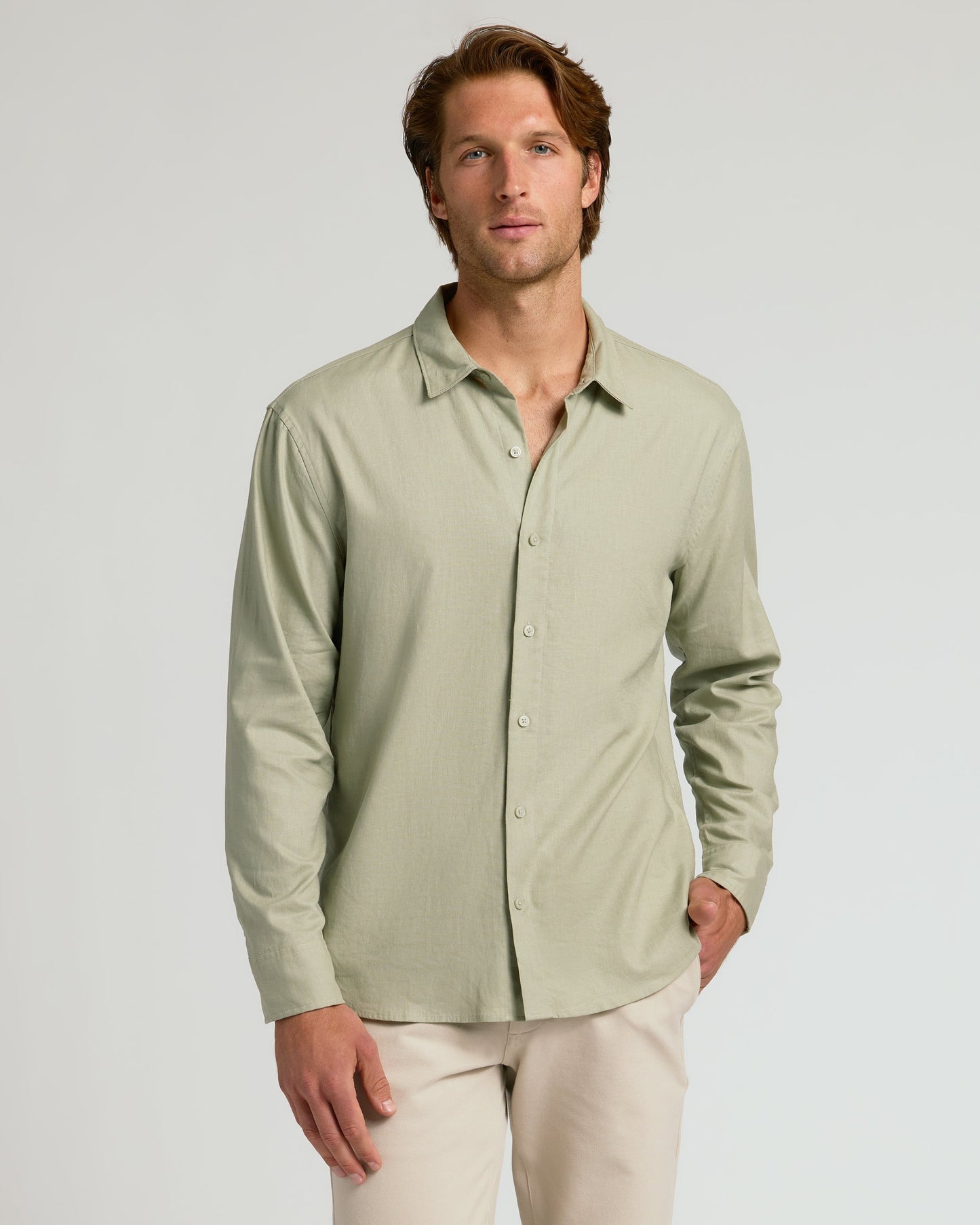 Dusty Taupe & Mossy Oak Long Sleeve Linen Shirt 2-Pack