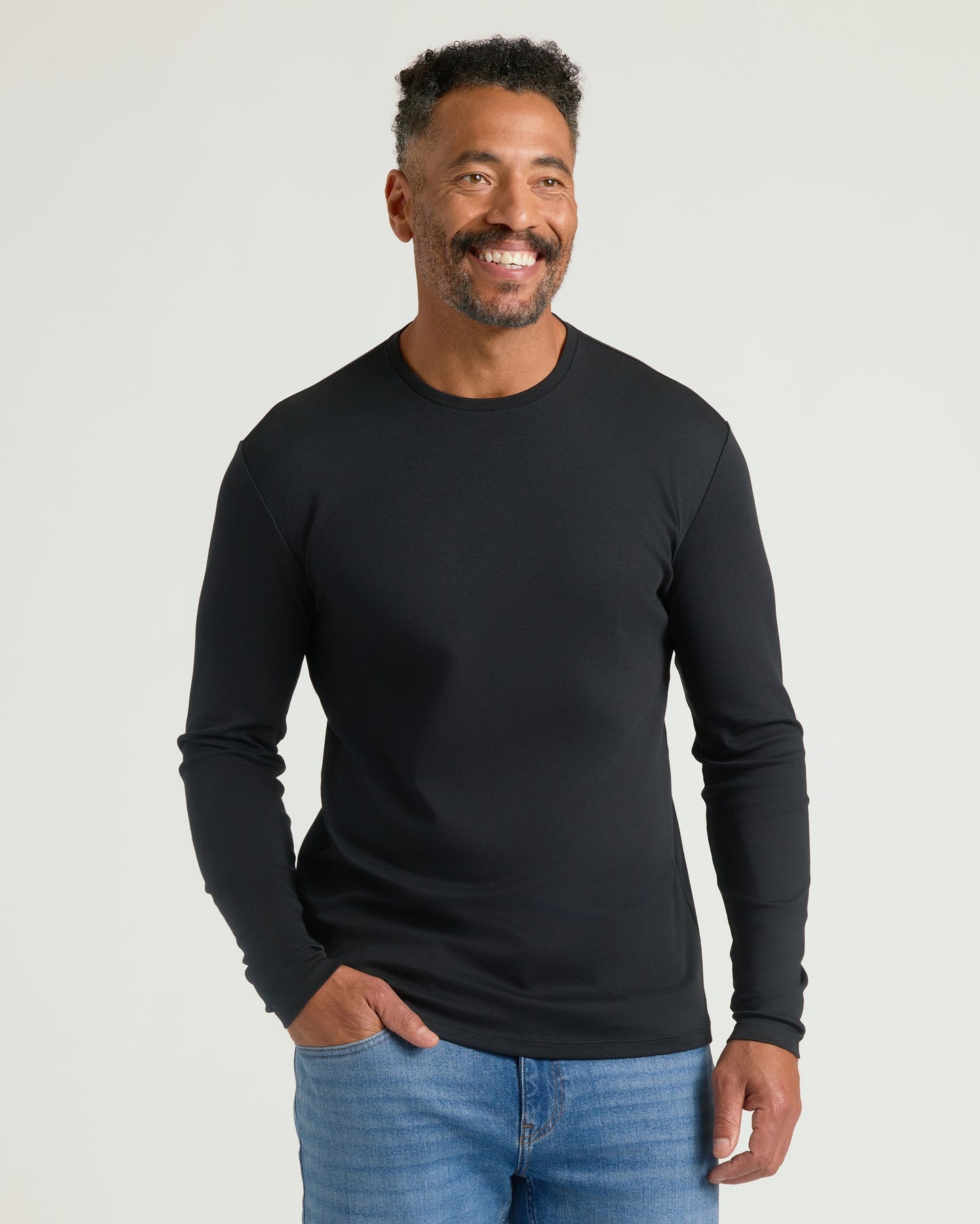 Black Premium Pima Long Sleeve Crew