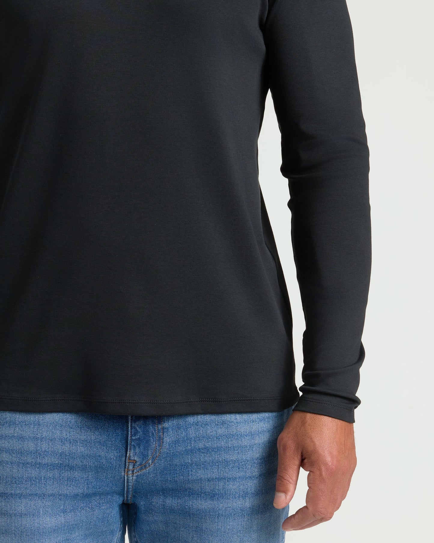 All Black Premium Pima Long Sleeve Crew 4-Pack