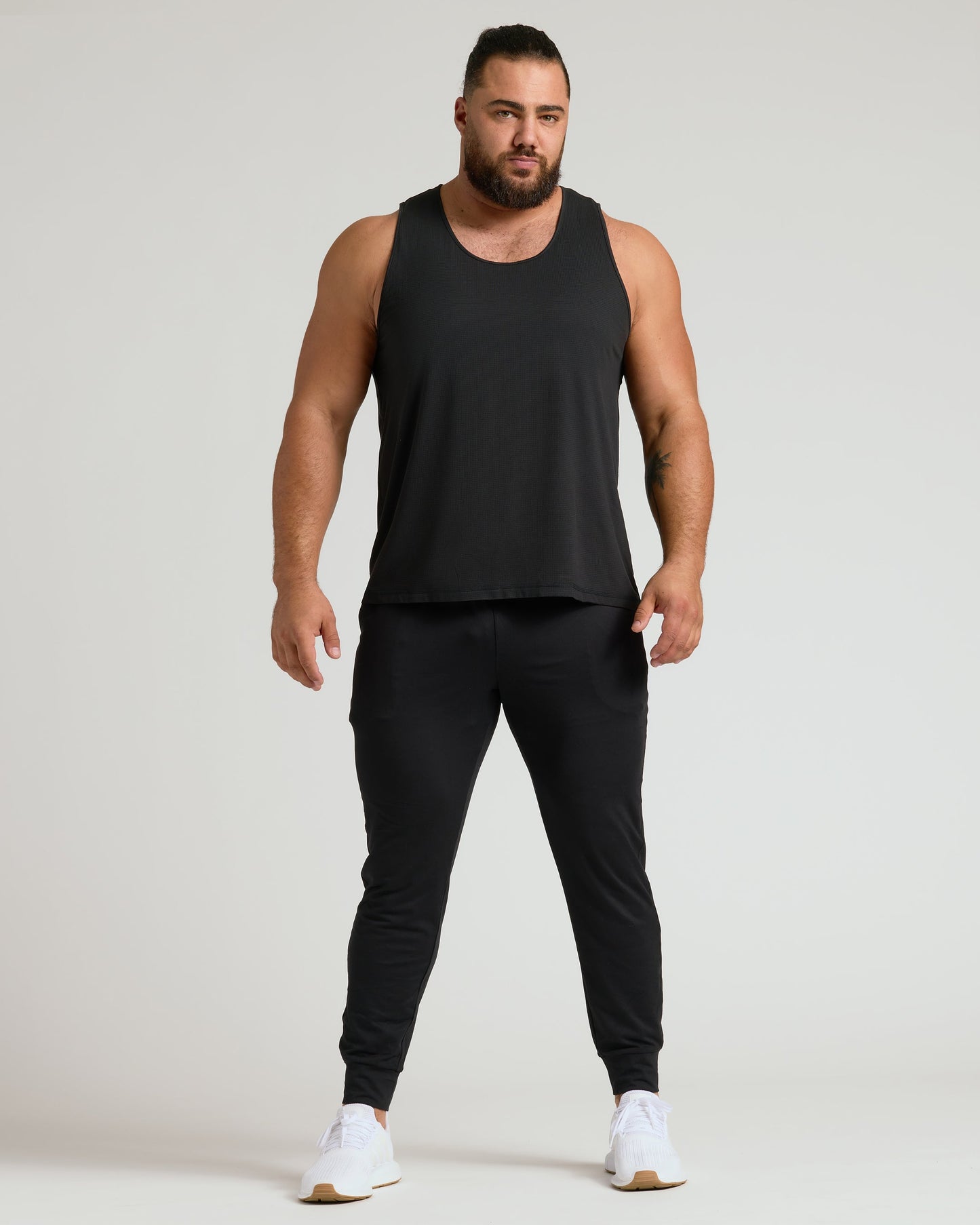 Black Sleeveless Active Mesh Tank