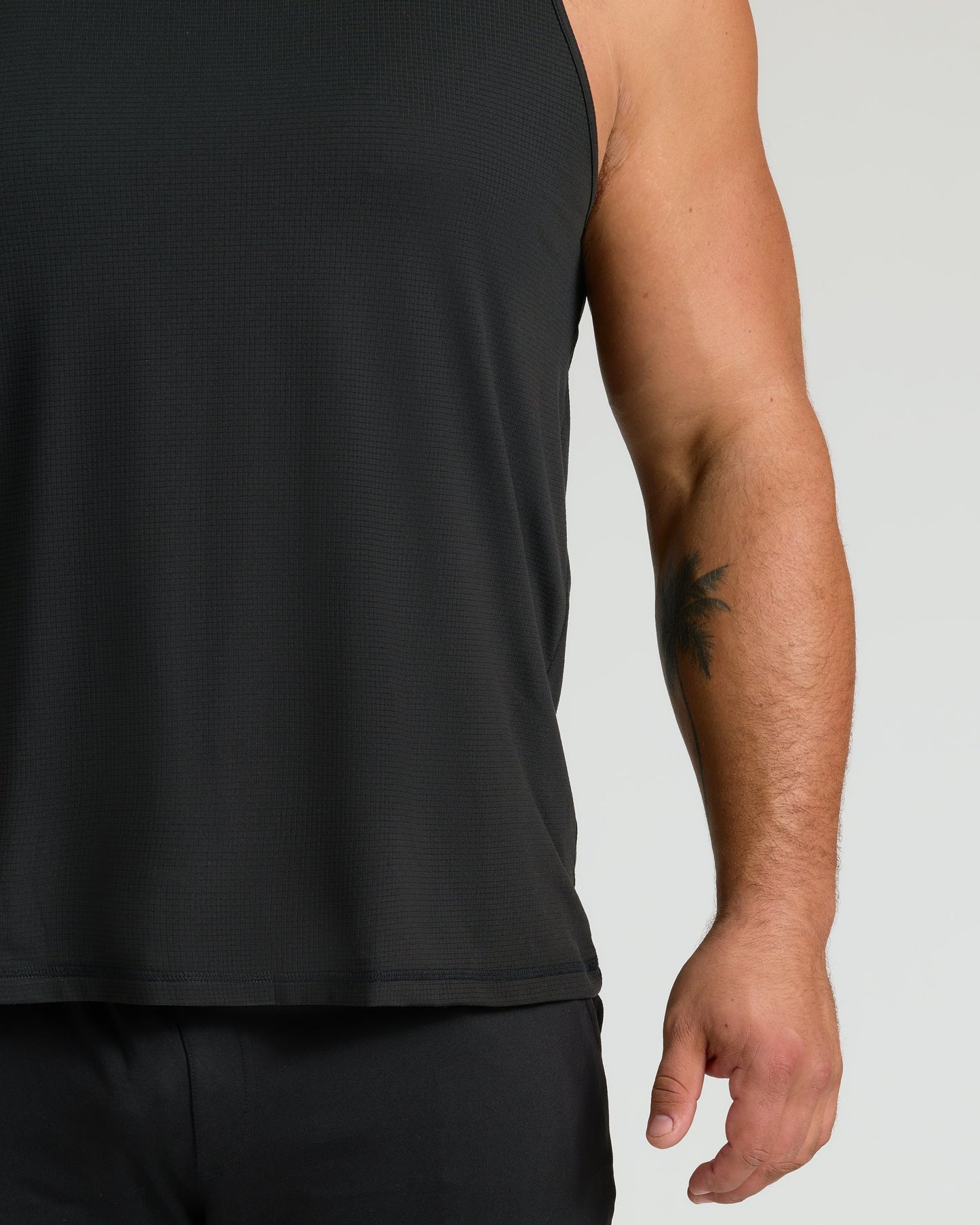 Black Sleeveless Active Mesh Tank