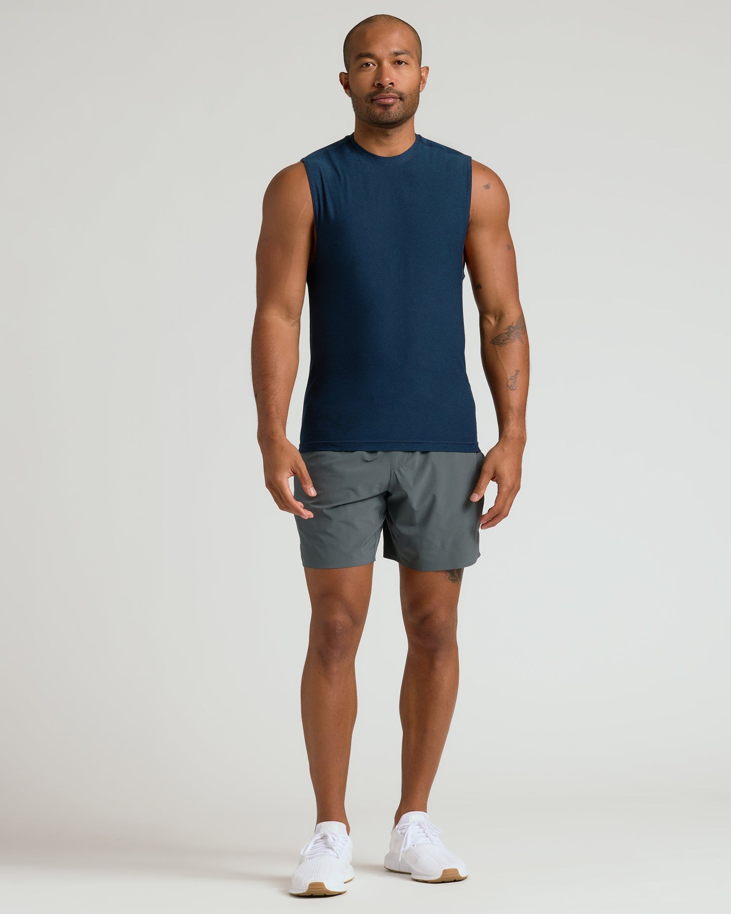 Dark Heather Navy Sleeveless Active Muscle Tee