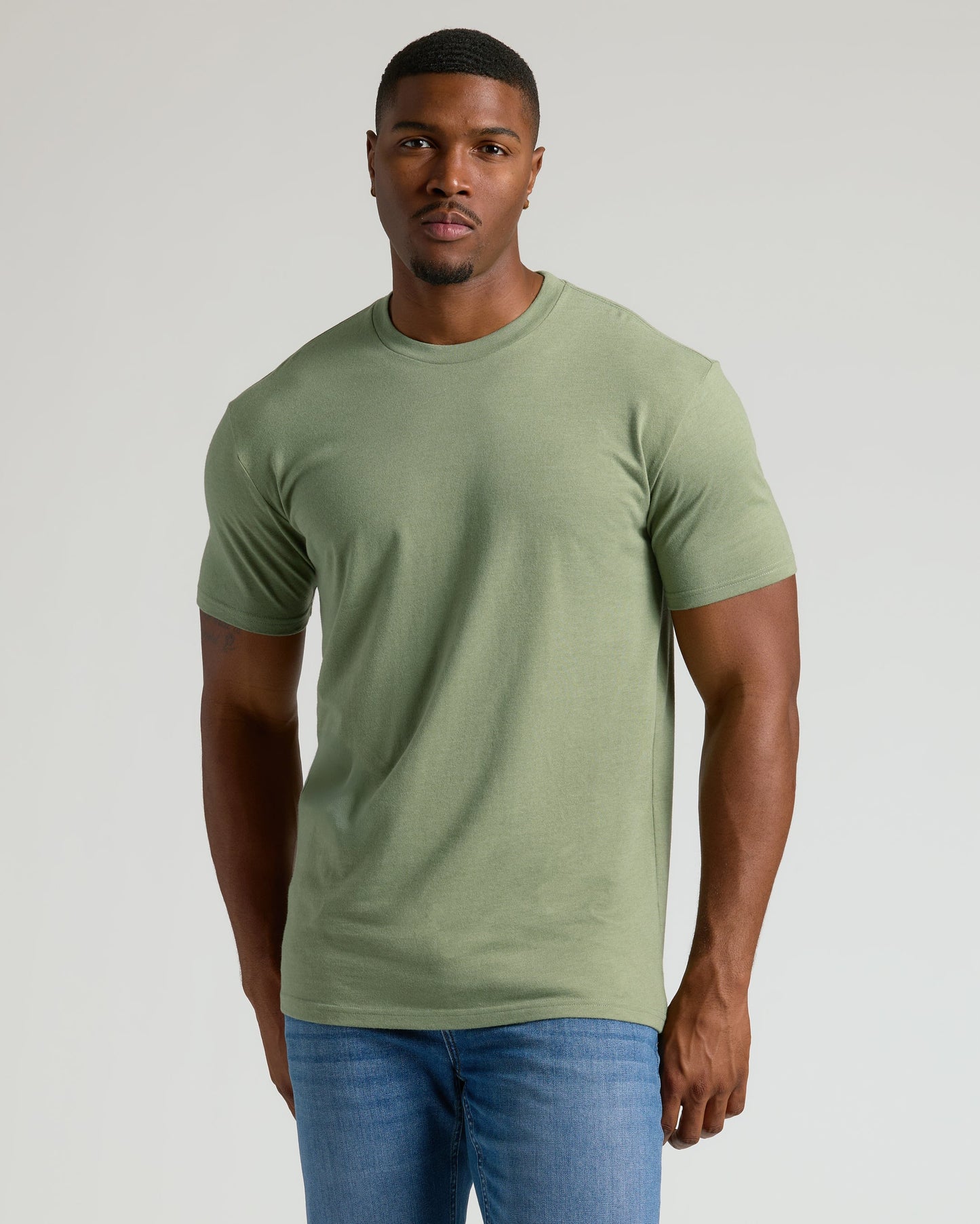 Dark Heather Bay Green Tall Straight Hem Crew Neck T-Shirt