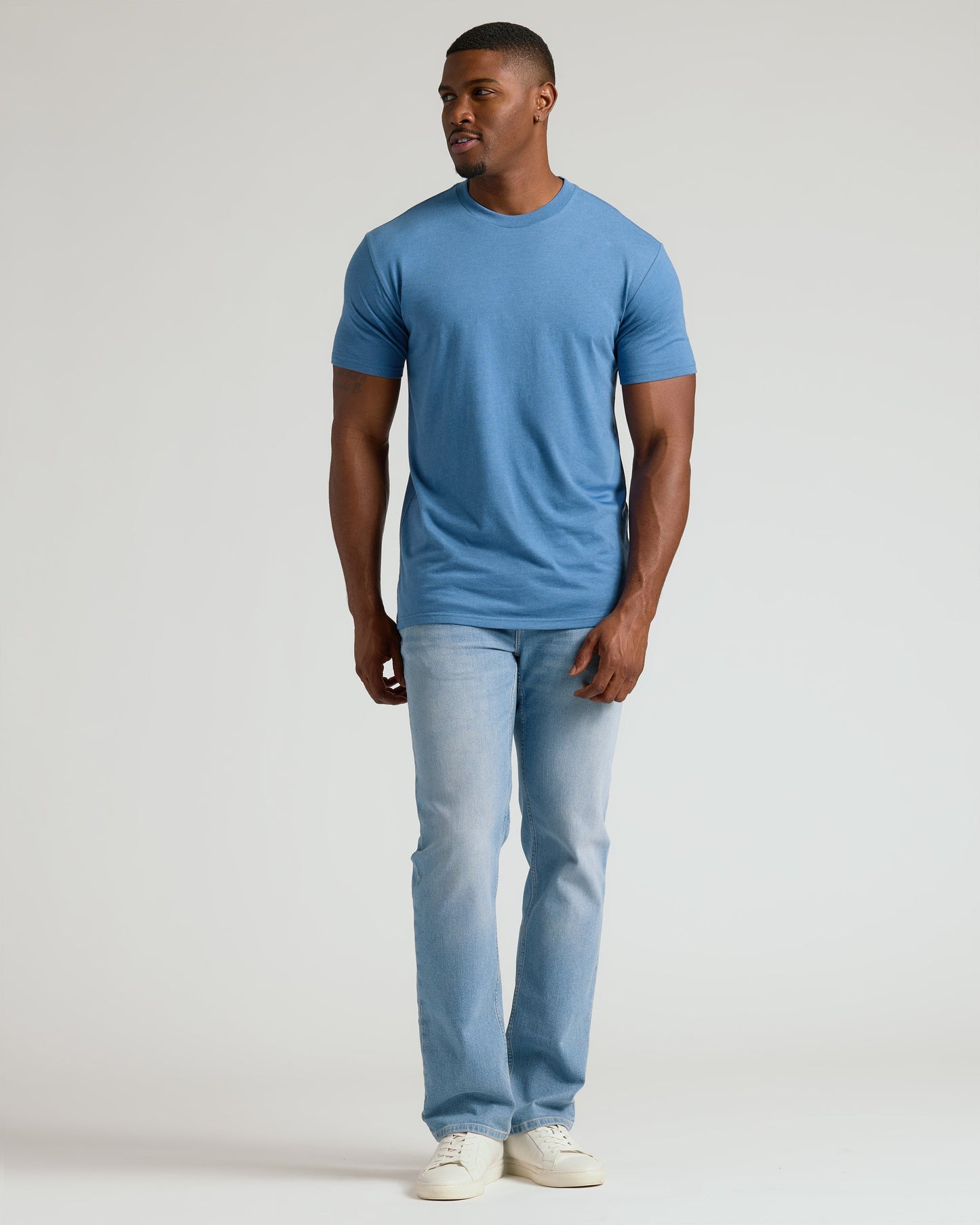 Dark Heather Blue Lake Tall Straight Hem Crew Neck T-Shirt