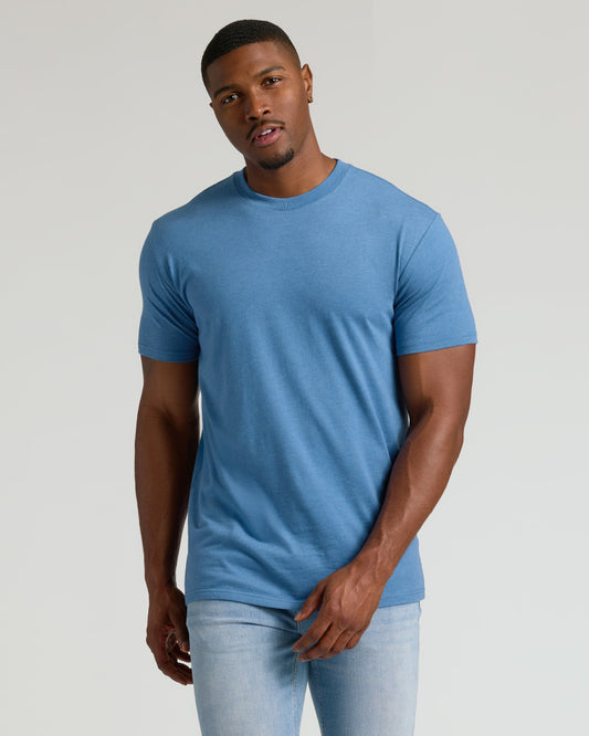 Dark Heather Blue Lake Tall Straight Hem Crew Neck T-Shirt