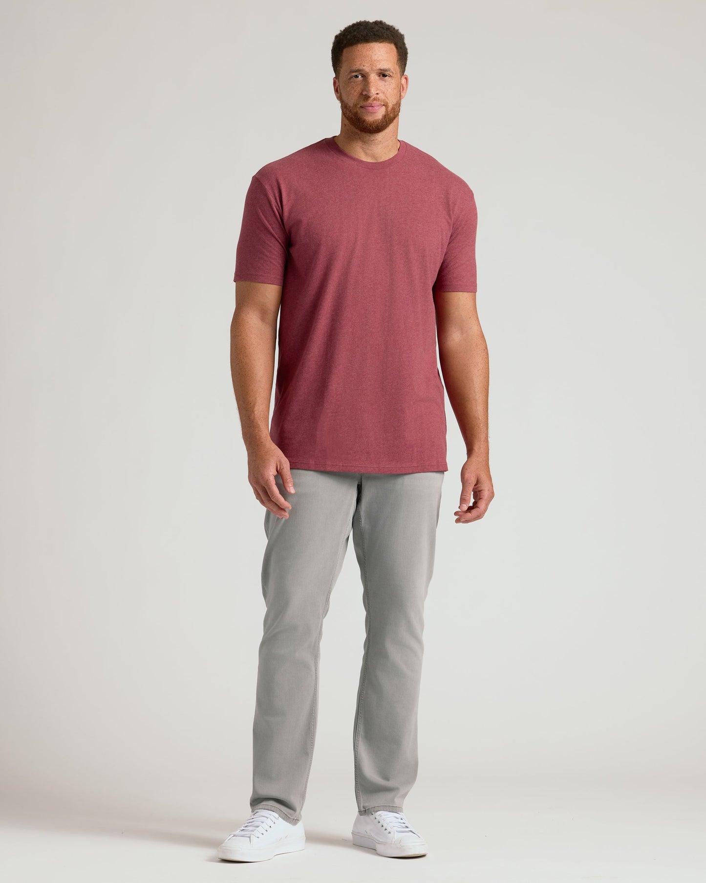 Dark Heather Claret Tall Straight Hem Crew Neck T-Shirt