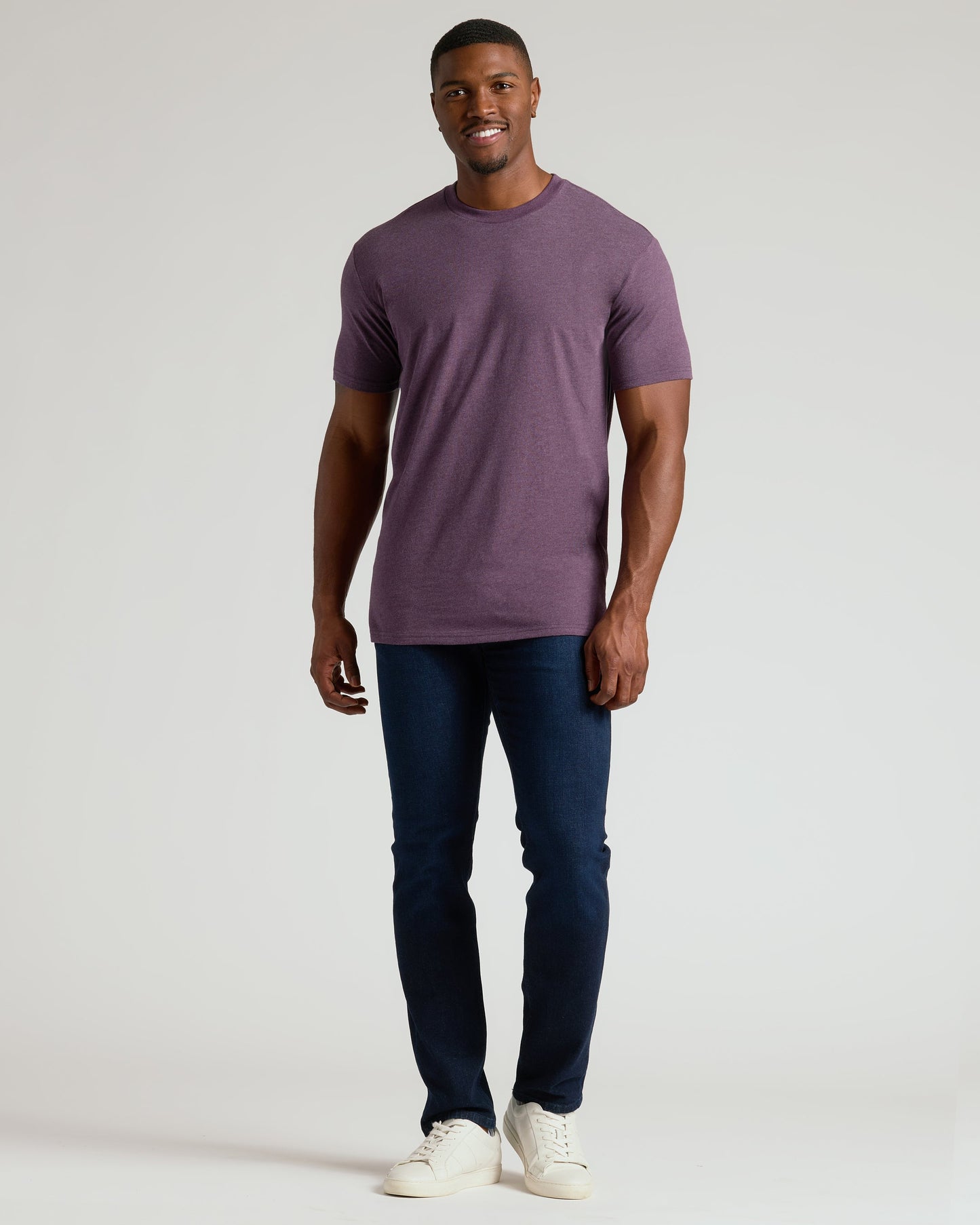 Dark Heather Plum Tall Straight Hem Crew Neck T-Shirt