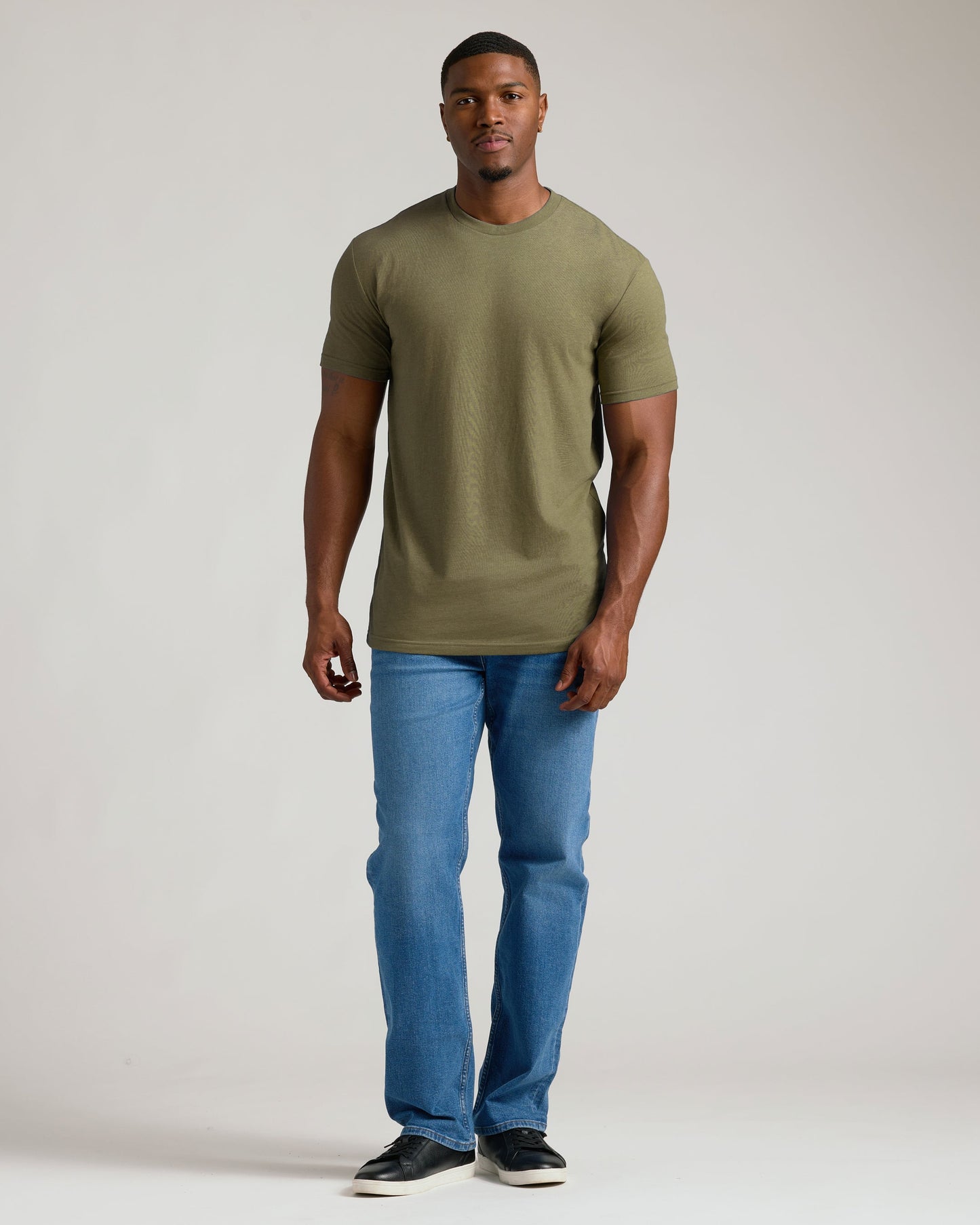 Heather Military Green Tall Straight Hem Crew Neck T-Shirt