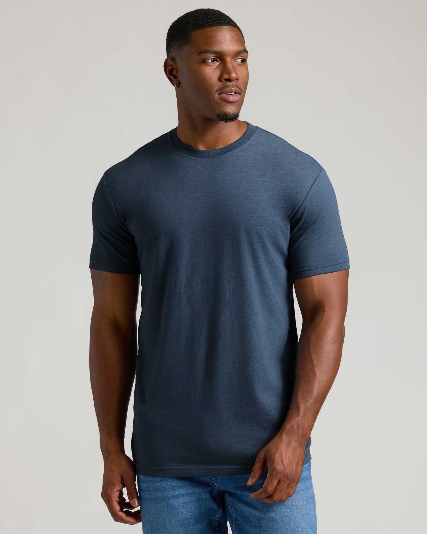 Heather Navy Tall Straight Hem Crew Neck T-Shirt