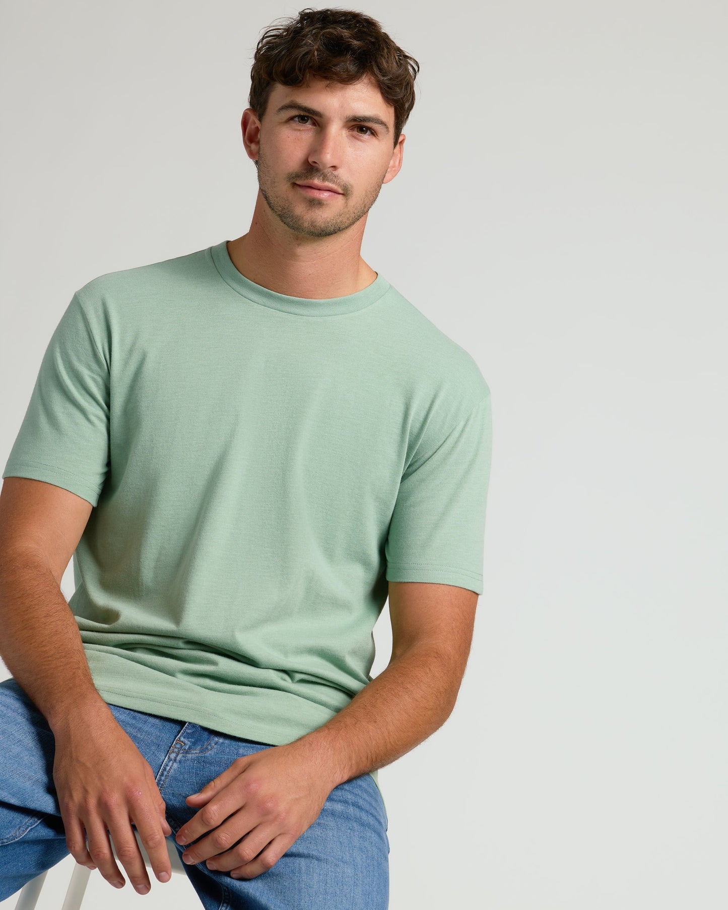 Heather Slate Green Tall Straight Hem Crew Neck T-Shirt