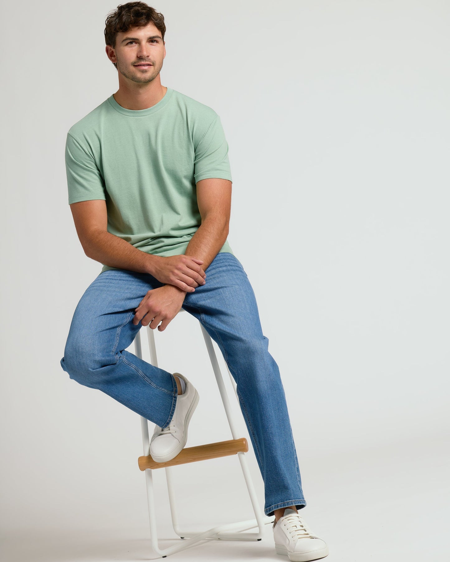 Heather Slate Green Tall Straight Hem Crew Neck T-Shirt